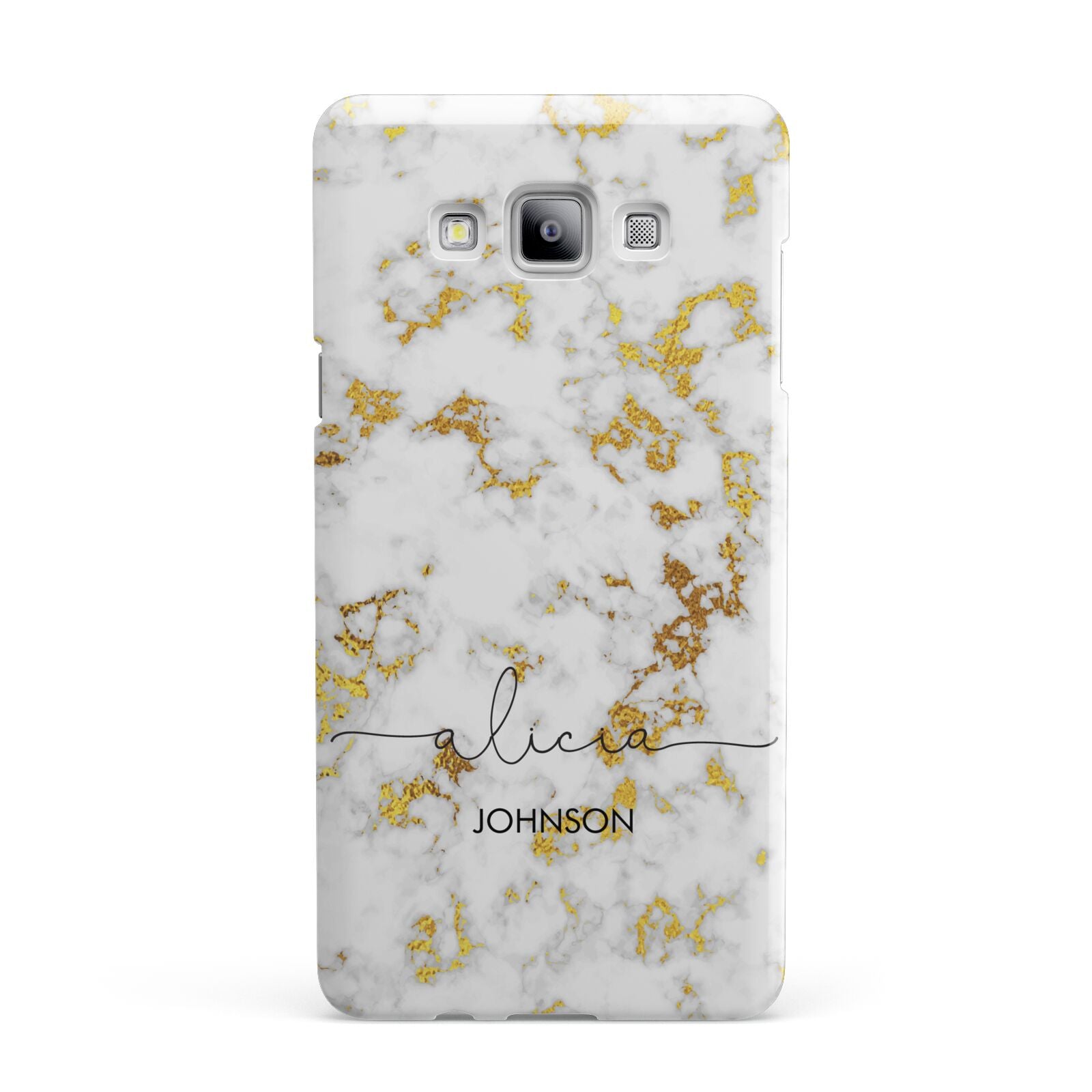 White Gold Personalised Marble Text Samsung Galaxy A7 2015 Case