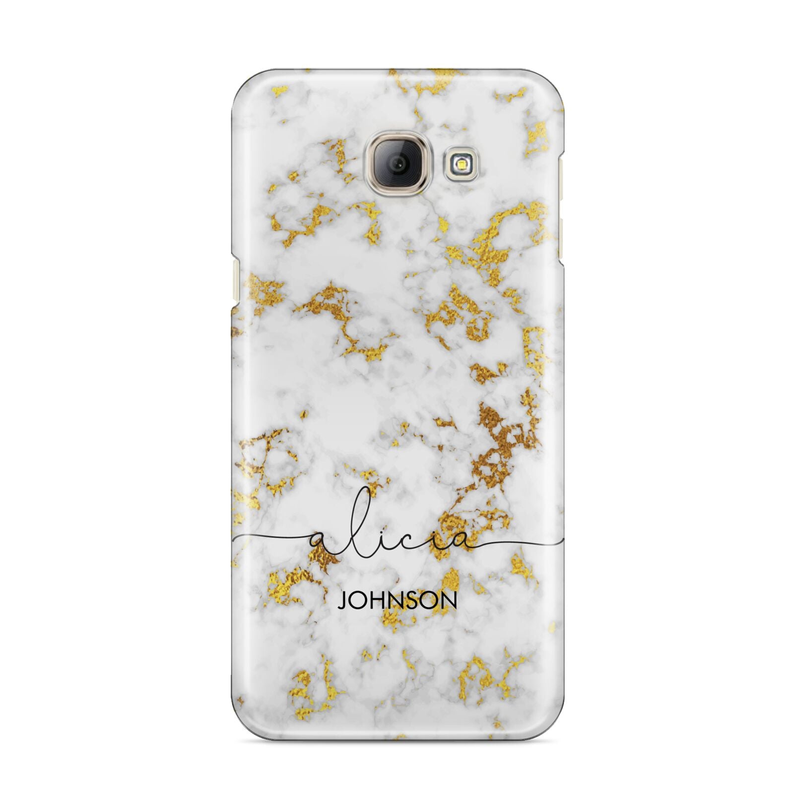 White Gold Personalised Marble Text Samsung Galaxy A8 2016 Case