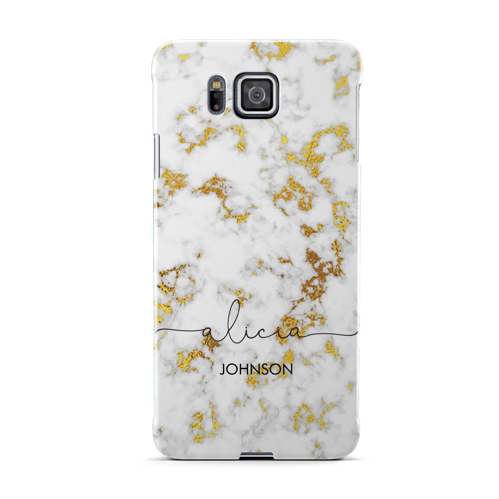 White Gold Personalised Marble Text Samsung Galaxy Alpha Case