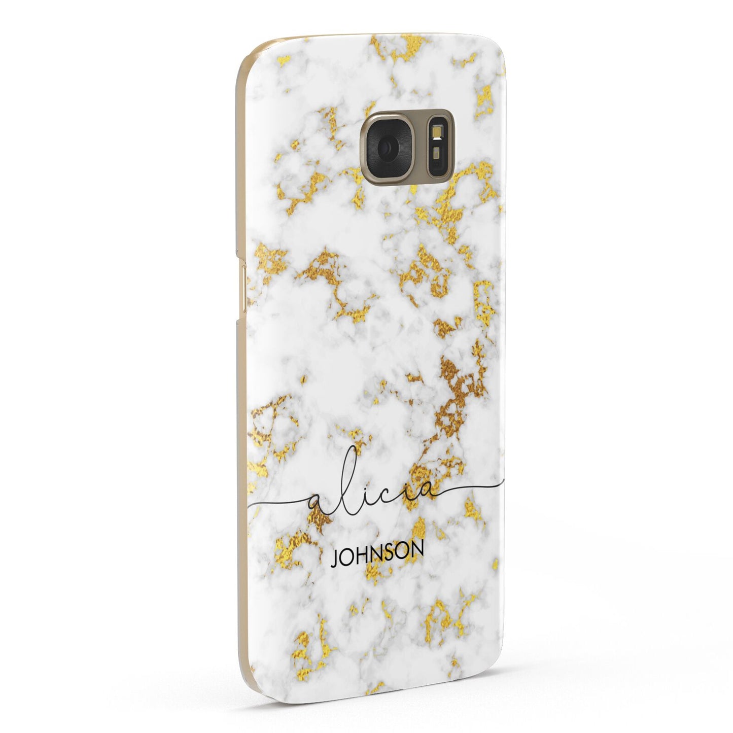 White Gold Personalised Marble Text Samsung Galaxy Case Fourty Five Degrees