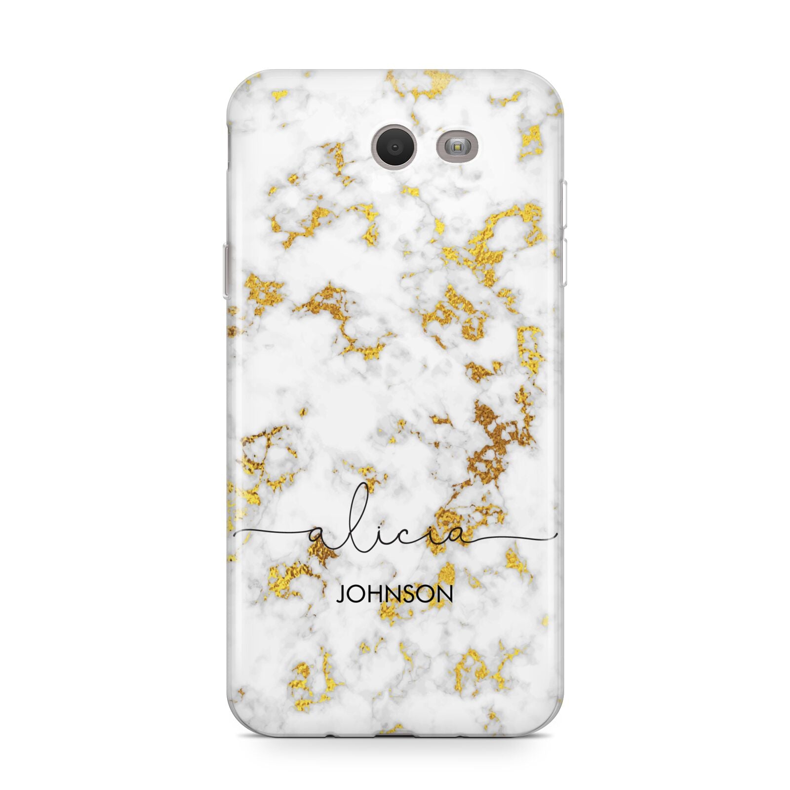 White Gold Personalised Marble Text Samsung Galaxy J7 2017 Case