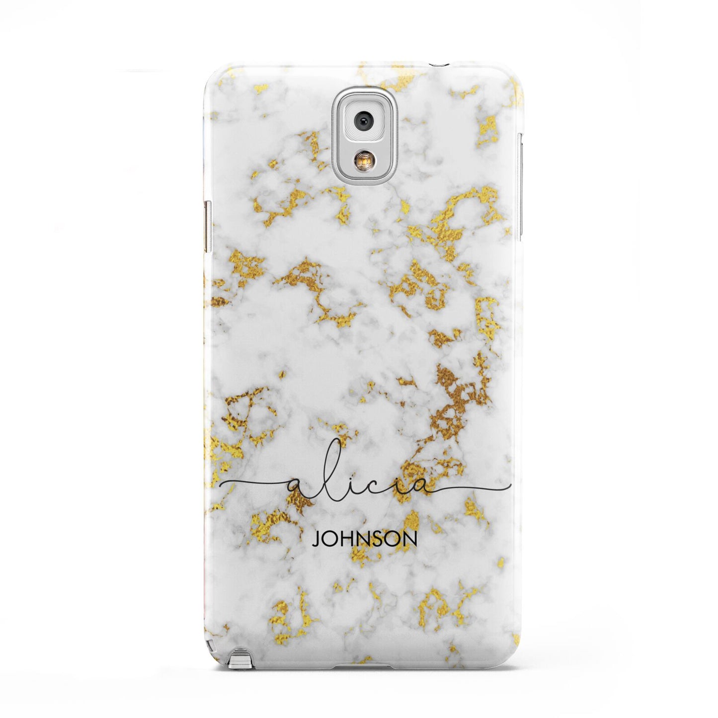 White Gold Personalised Marble Text Samsung Galaxy Note 3 Case