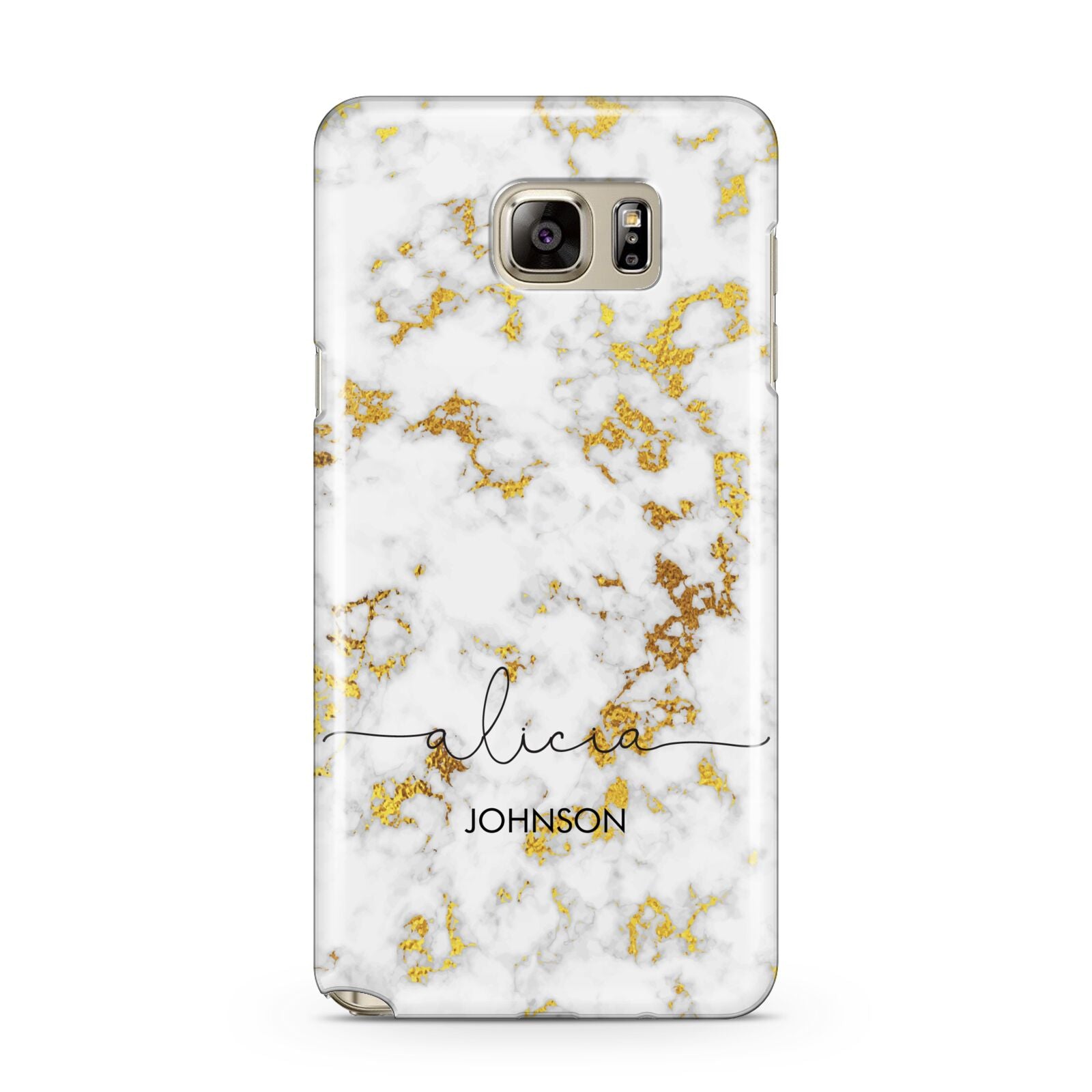 White Gold Personalised Marble Text Samsung Galaxy Note 5 Case