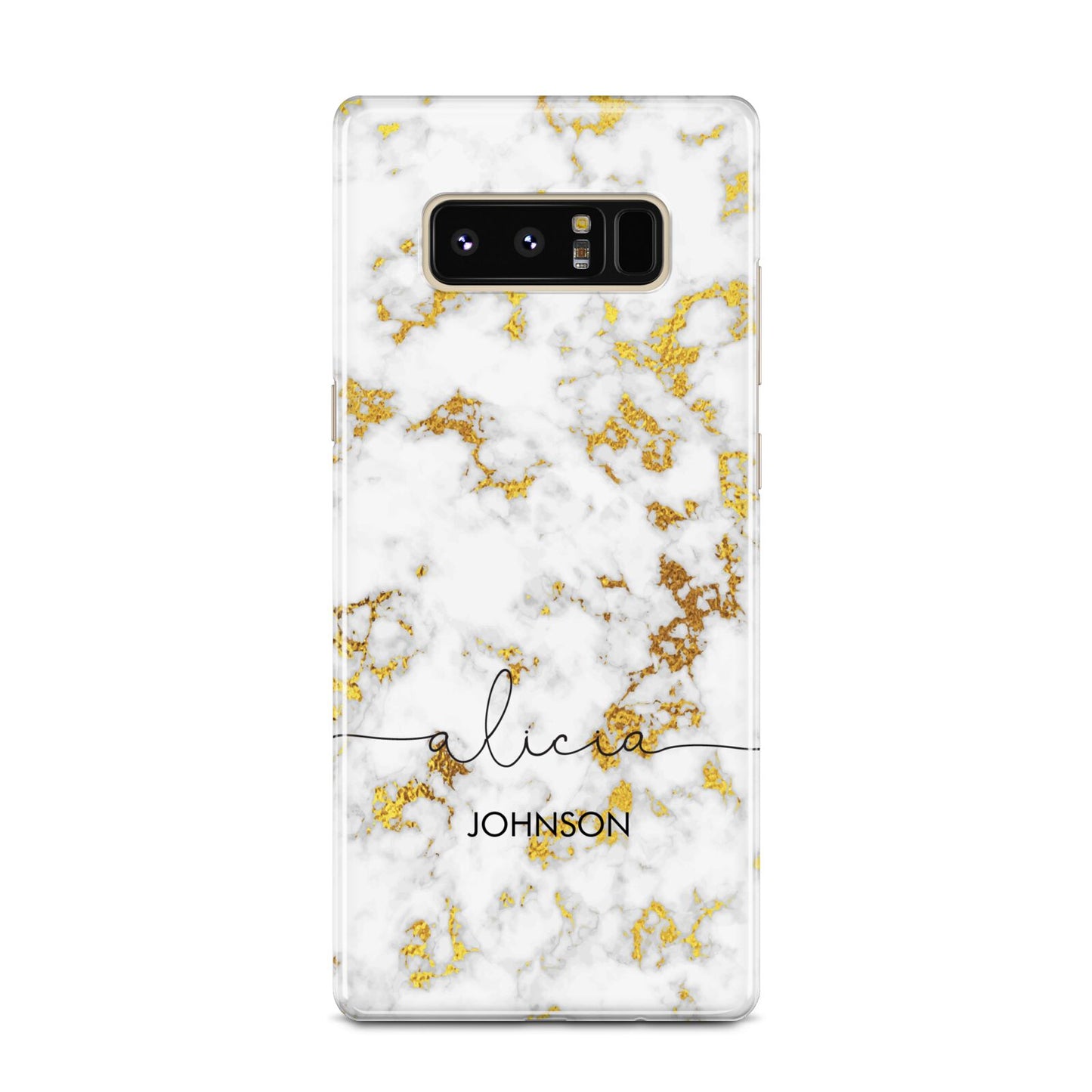 White Gold Personalised Marble Text Samsung Galaxy Note 8 Case