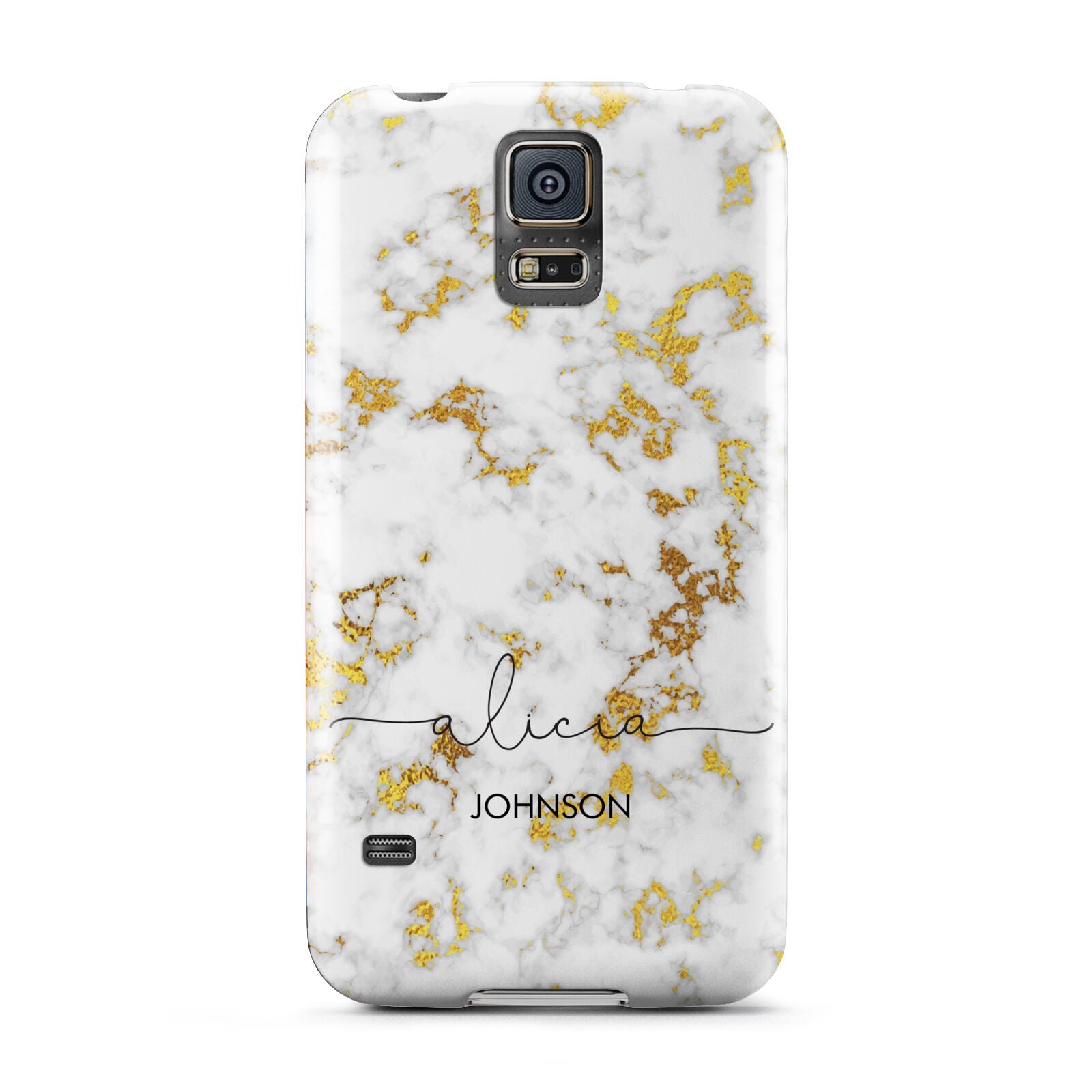 White Gold Personalised Marble Text Samsung Galaxy S5 Case