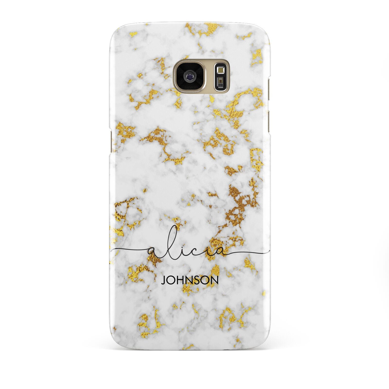 White Gold Personalised Marble Text Samsung Galaxy S7 Edge Case