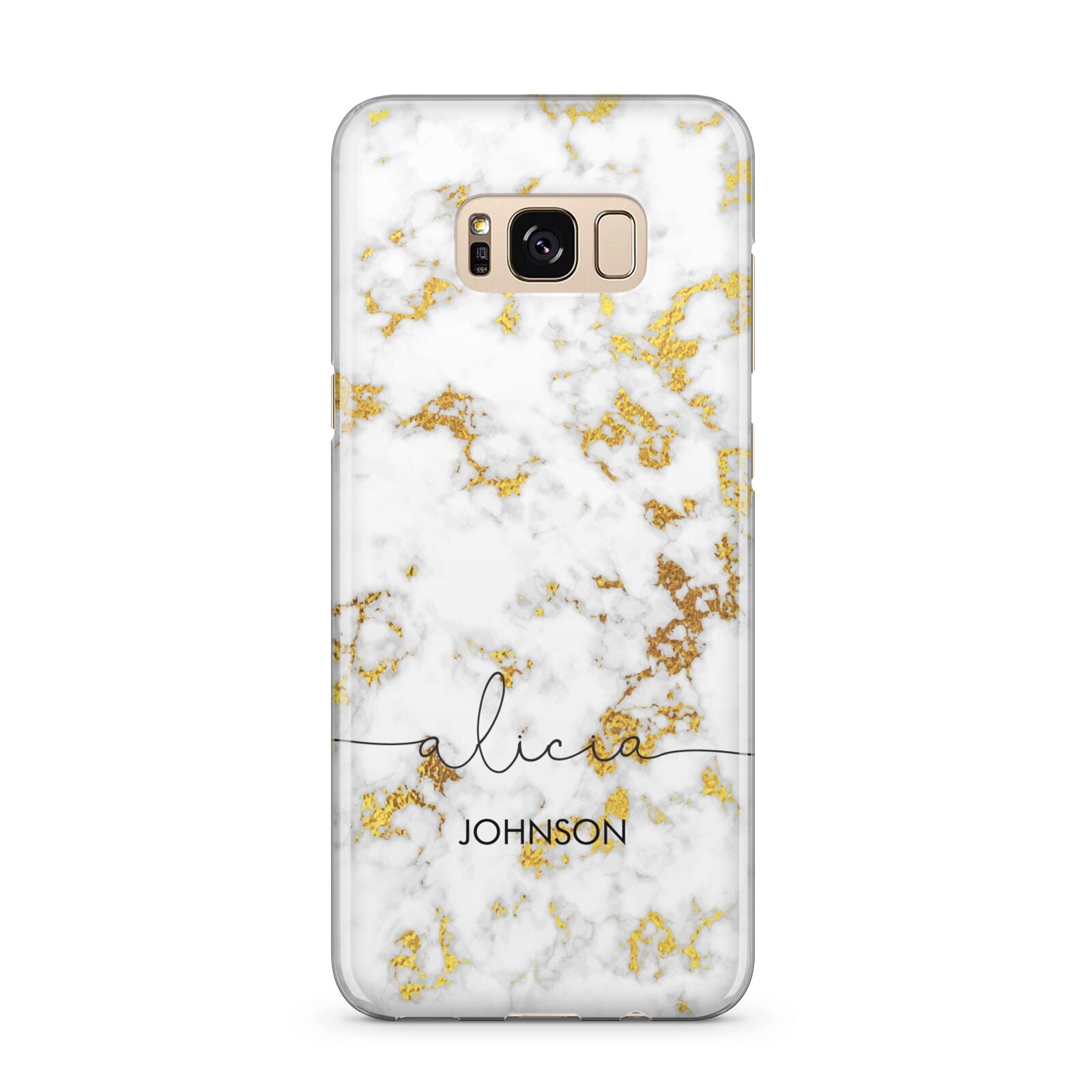 White Gold Personalised Marble Text Samsung Galaxy S8 Plus Case