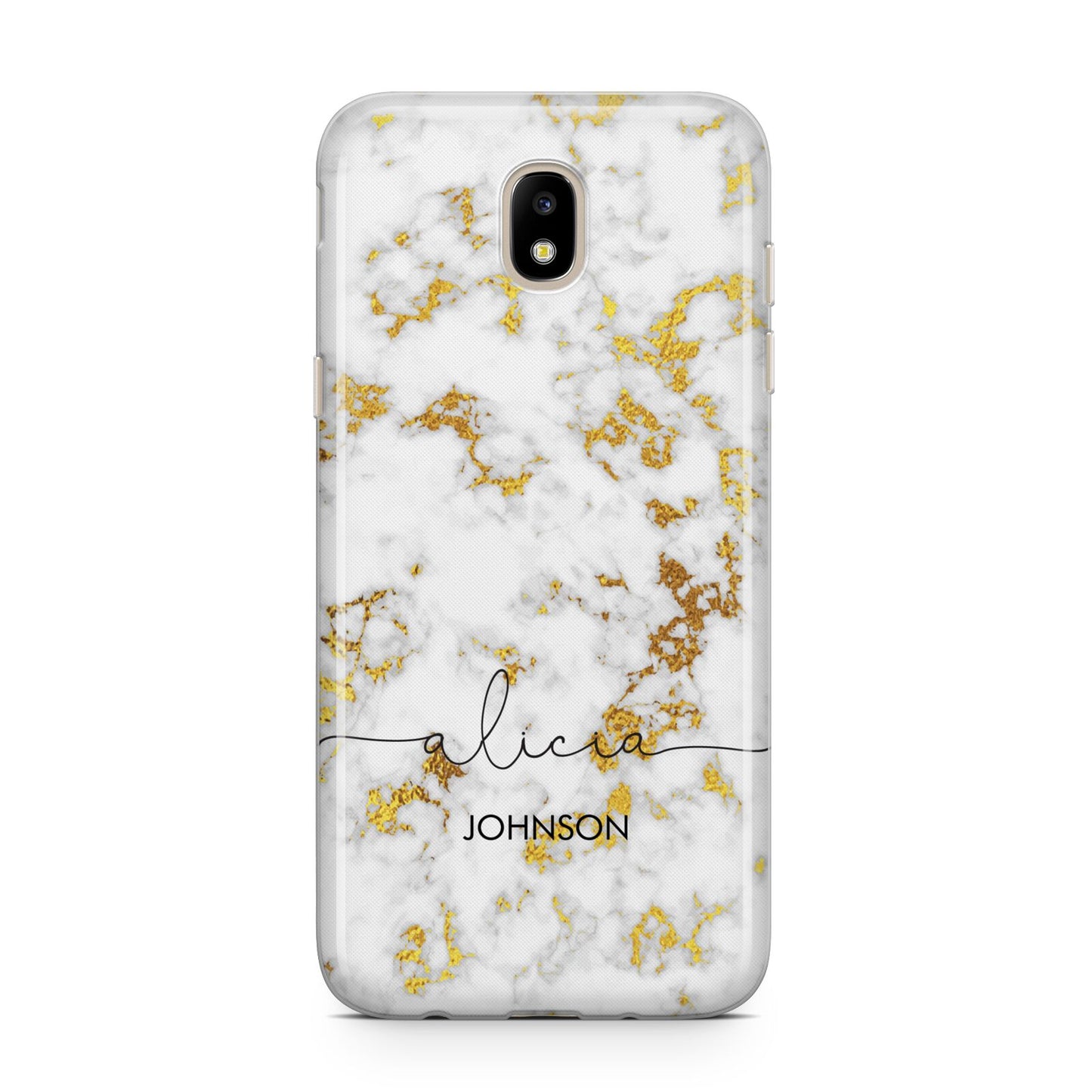 White Gold Personalised Marble Text Samsung J5 2017 Case