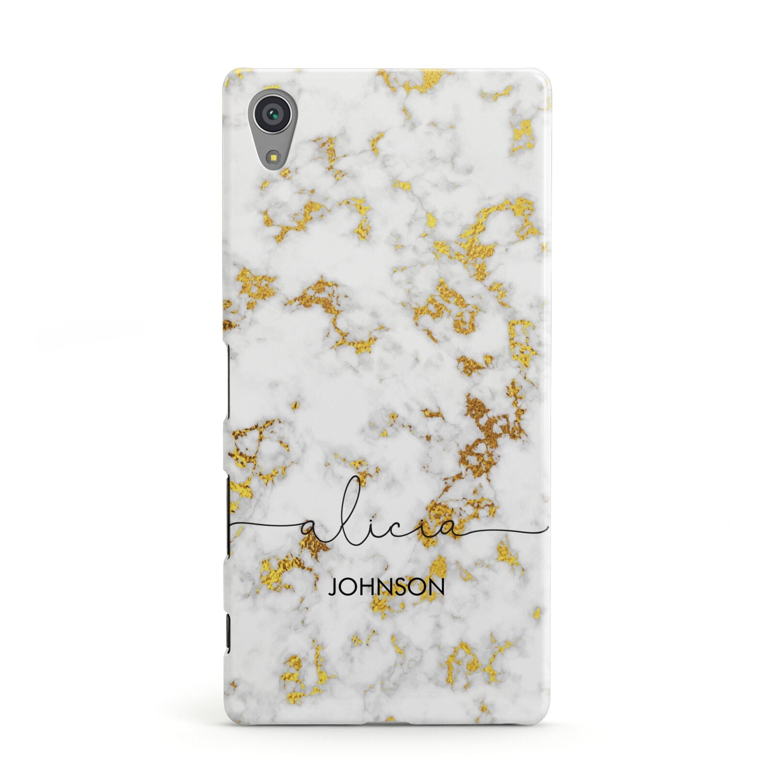 White Gold Personalised Marble Text Sony Xperia Case