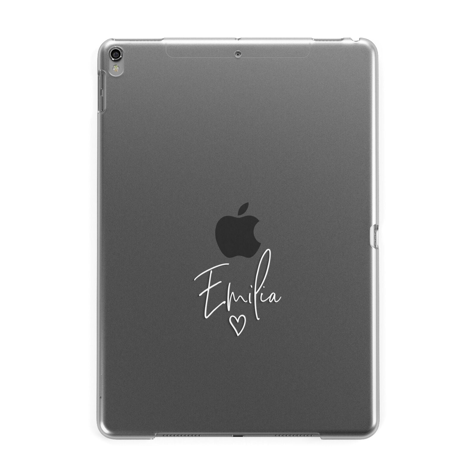 White Handwritten Name Transparent Apple iPad Grey Case