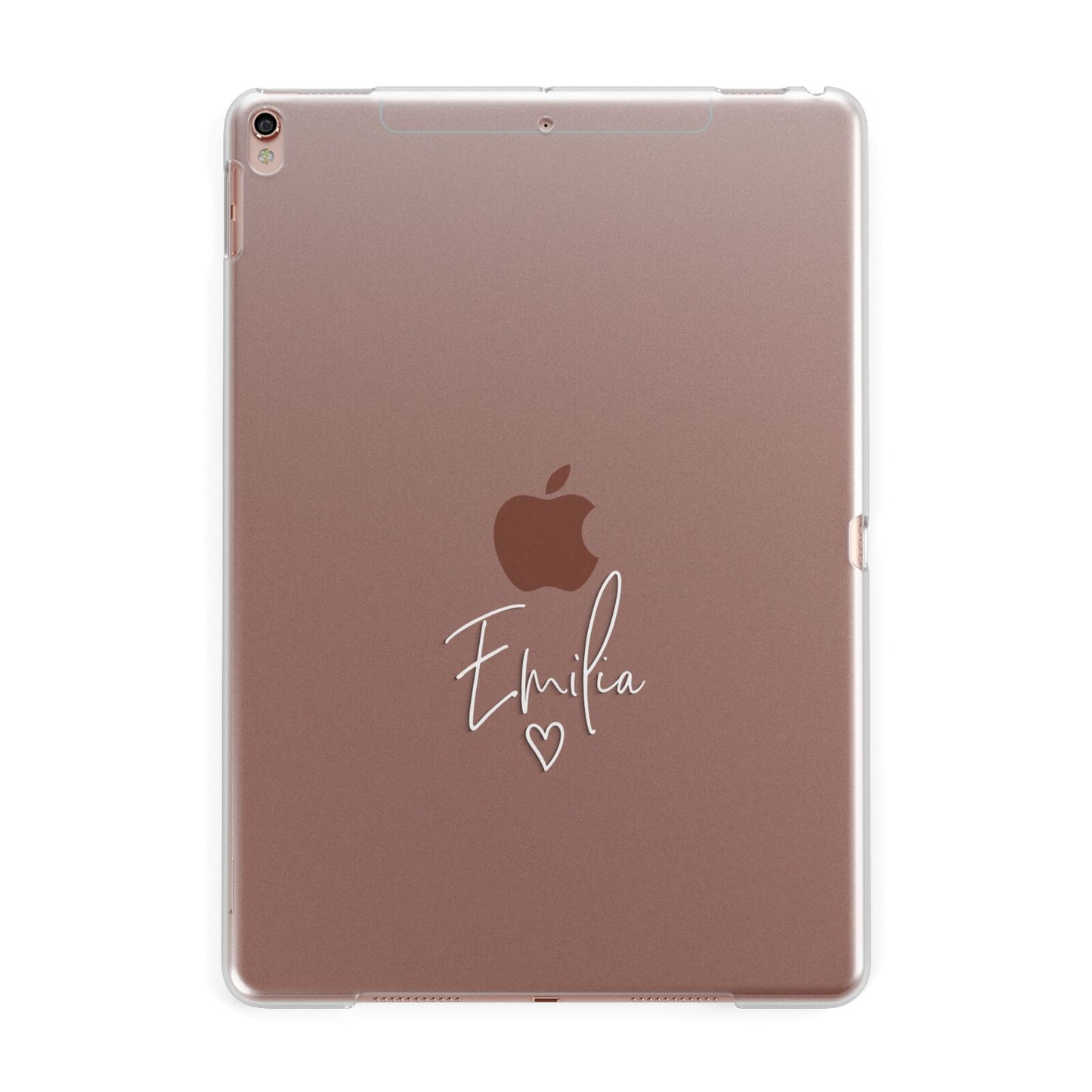 White Handwritten Name Transparent Apple iPad Rose Gold Case