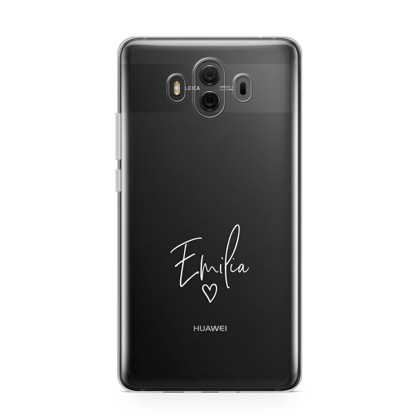 White Handwritten Name Transparent Huawei Mate 10 Protective Phone Case