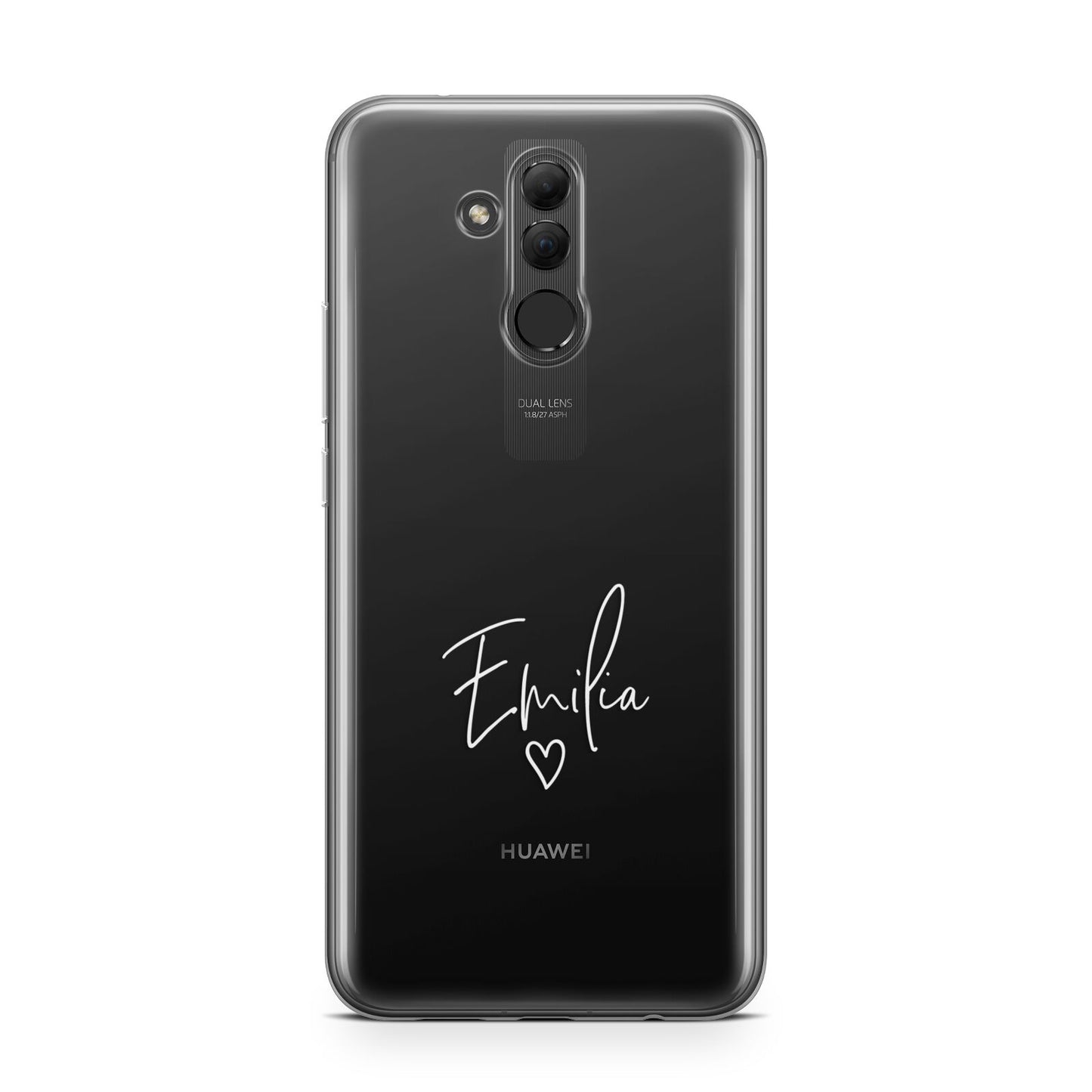 White Handwritten Name Transparent Huawei Mate 20 Lite