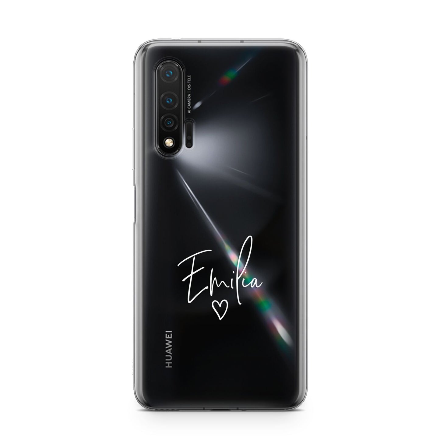 White Handwritten Name Transparent Huawei Nova 6 Phone Case