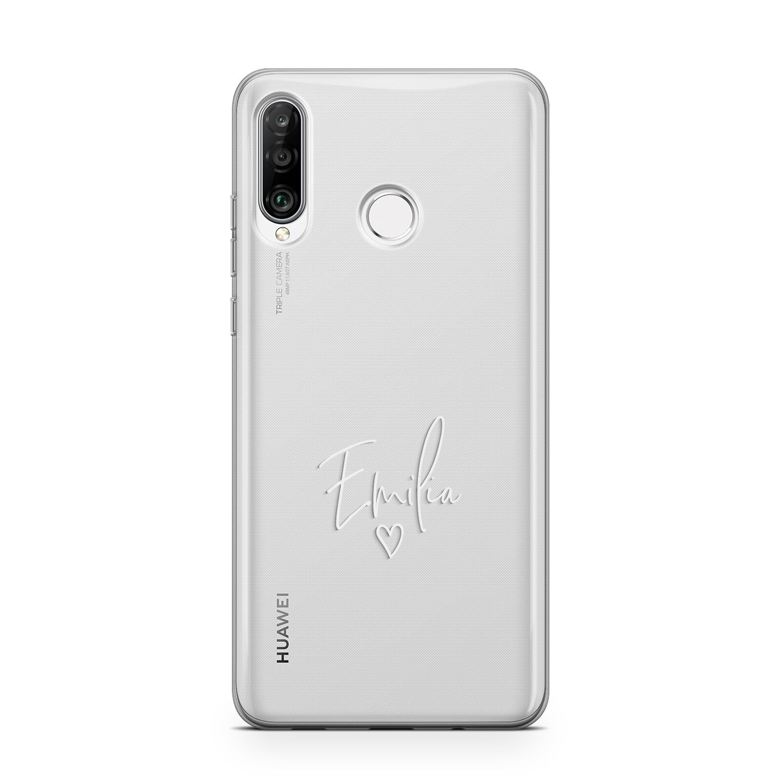 White Handwritten Name Transparent Huawei P30 Lite Phone Case