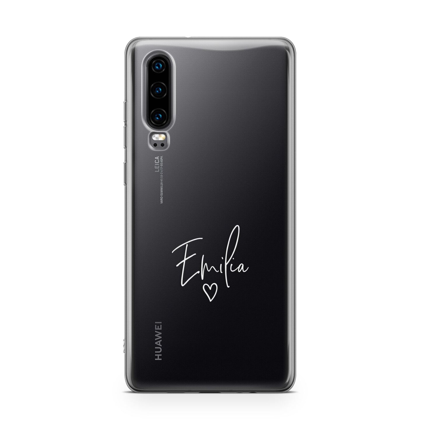 White Handwritten Name Transparent Huawei P30 Phone Case