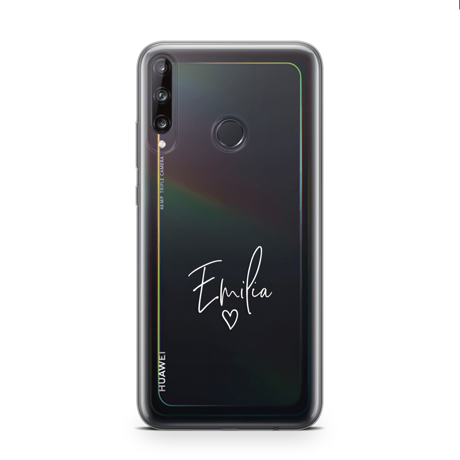 White Handwritten Name Transparent Huawei P40 Lite E Phone Case