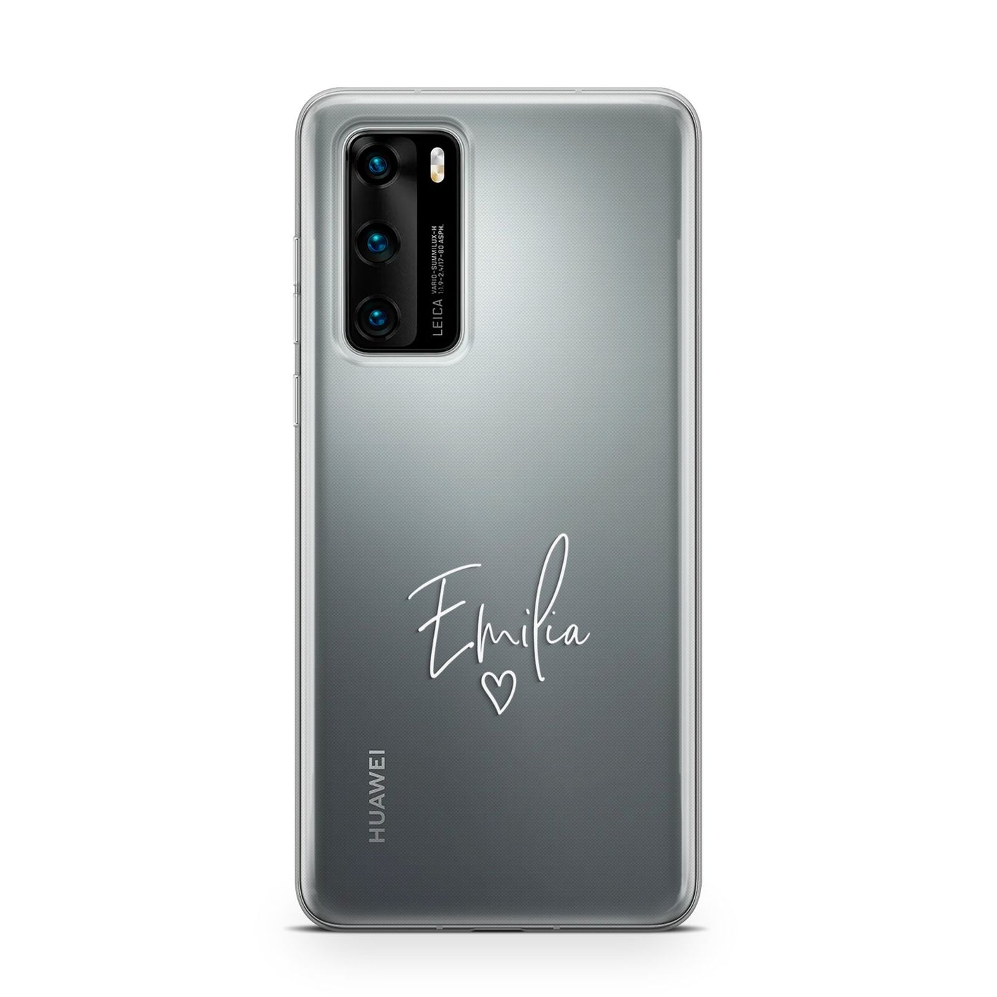 White Handwritten Name Transparent Huawei P40 Phone Case