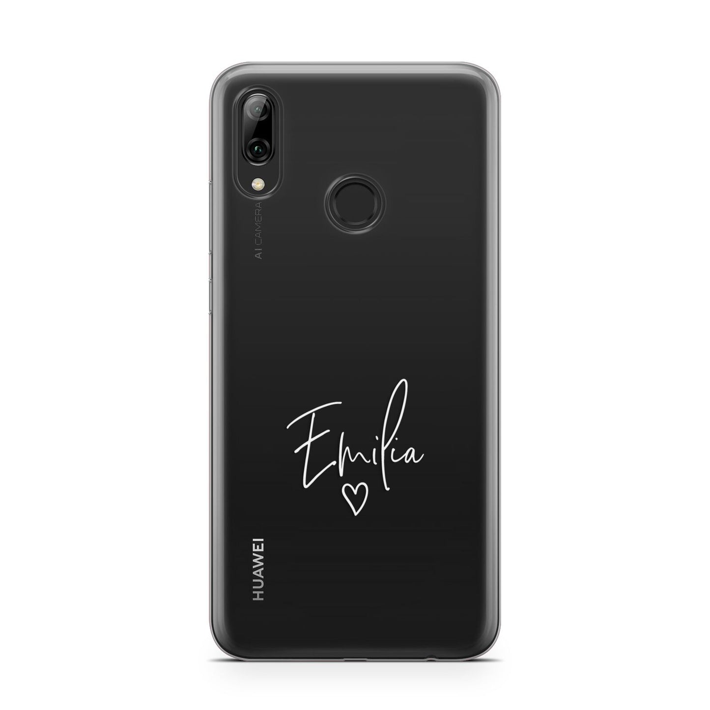 White Handwritten Name Transparent Huawei Y7 2019