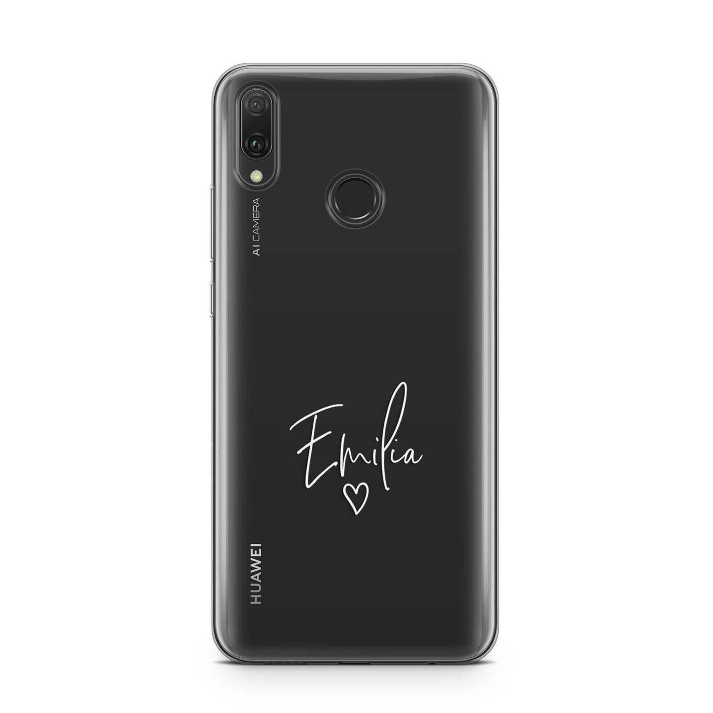 White Handwritten Name Transparent Huawei Y9 2019