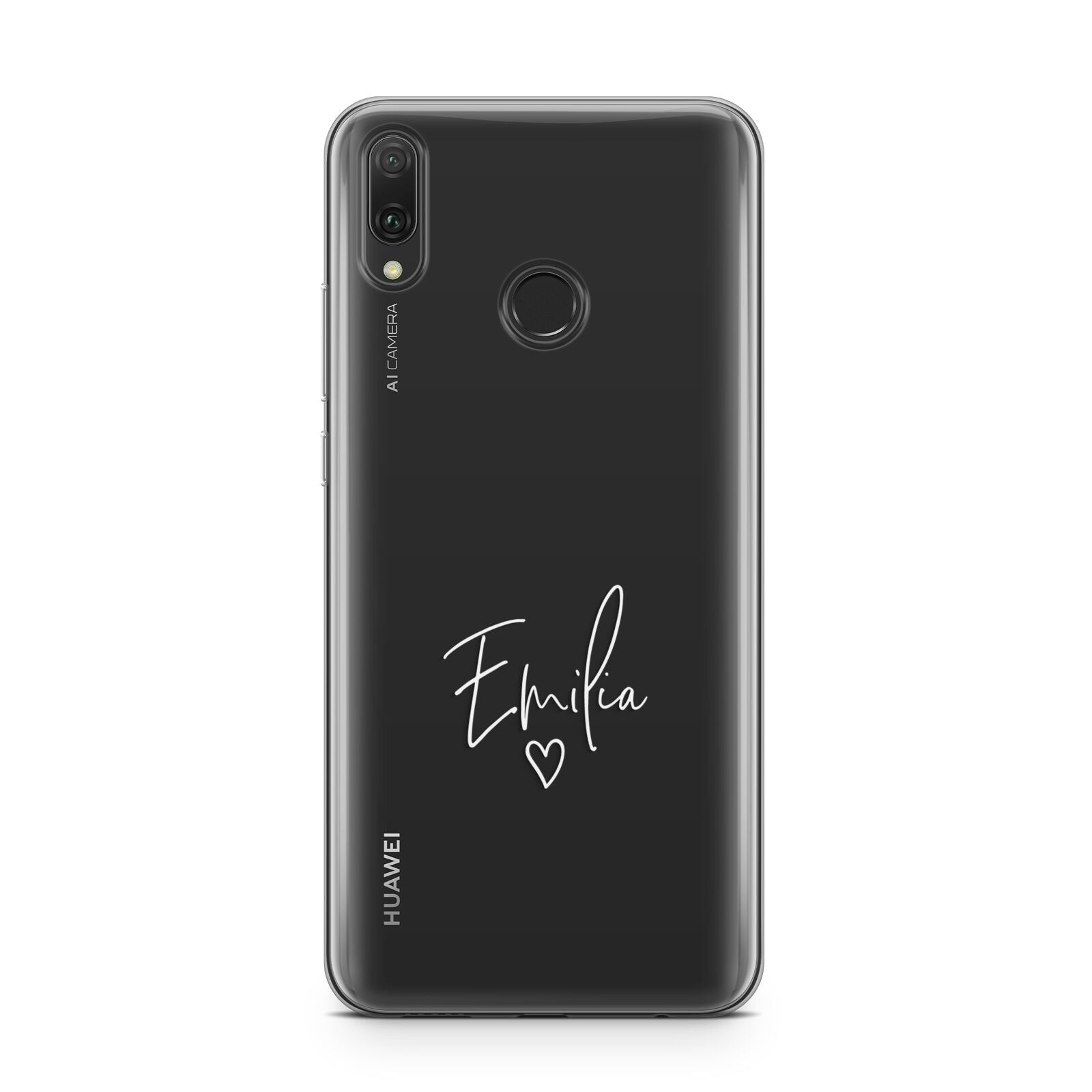 White Handwritten Name Transparent Huawei Y9 2019