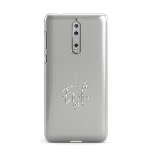 White Handwritten Name Transparent Nokia Case