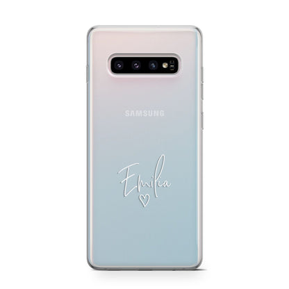 White Handwritten Name Transparent Samsung Galaxy S10 Case