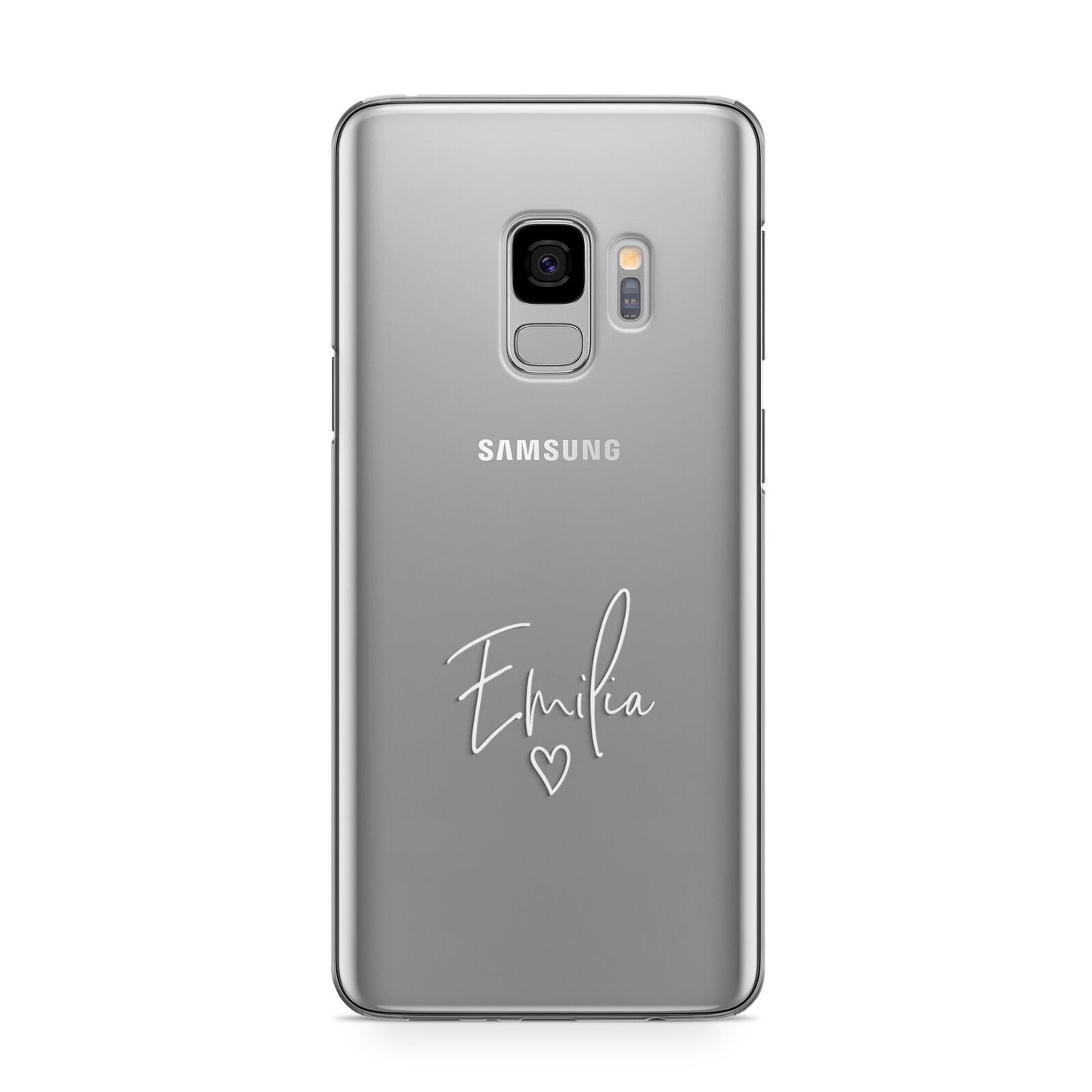 White Handwritten Name Transparent Samsung Galaxy S9 Case