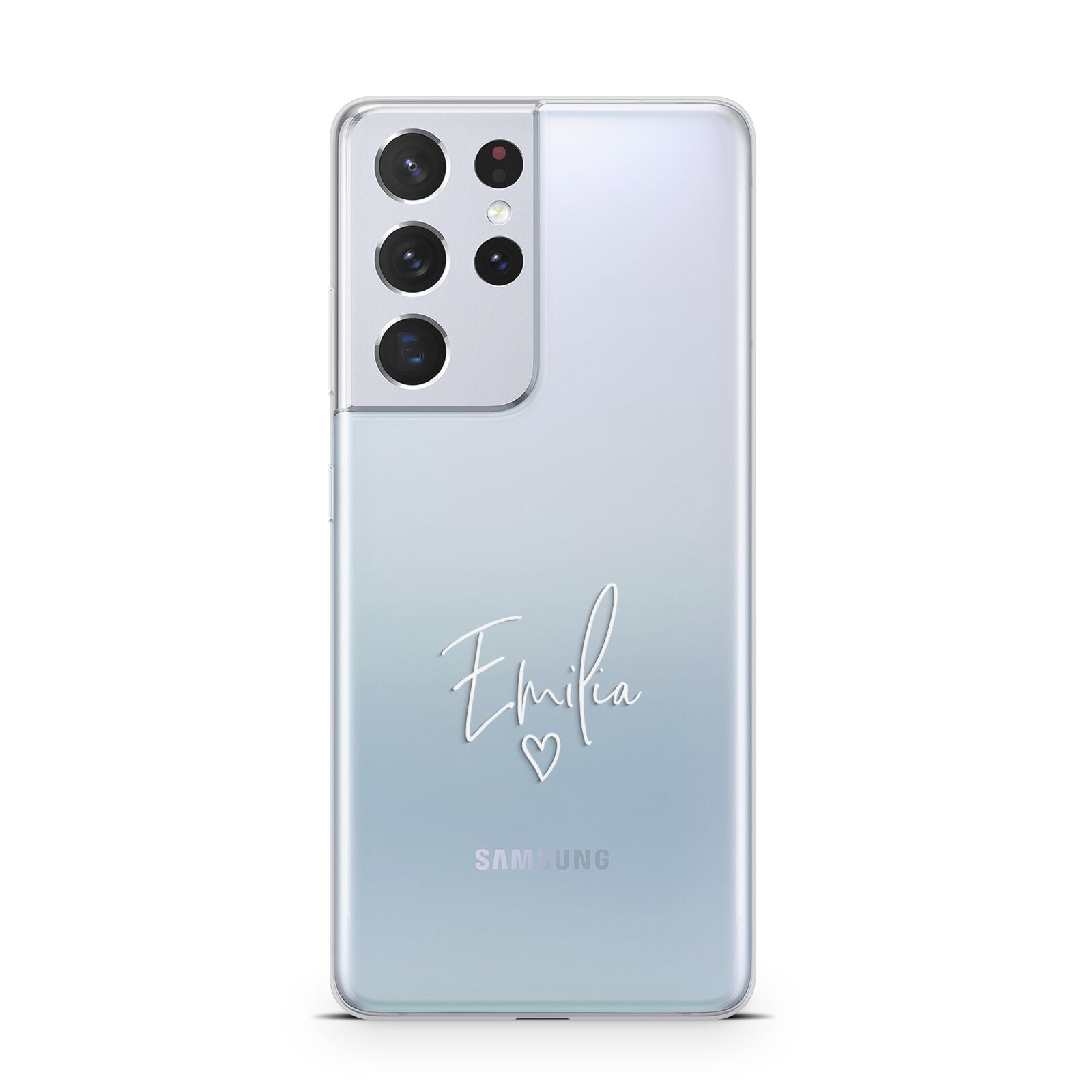 White Handwritten Name Transparent Samsung S21 Ultra Case