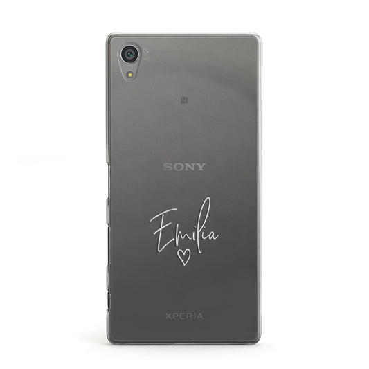 White Handwritten Name Transparent Sony Xperia Case