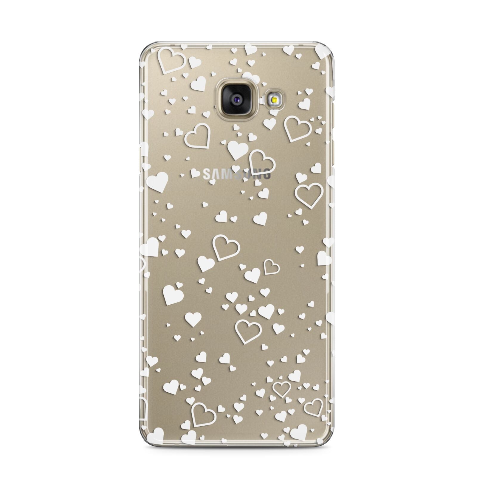 White Heart Samsung Galaxy A3 2016 Case on gold phone