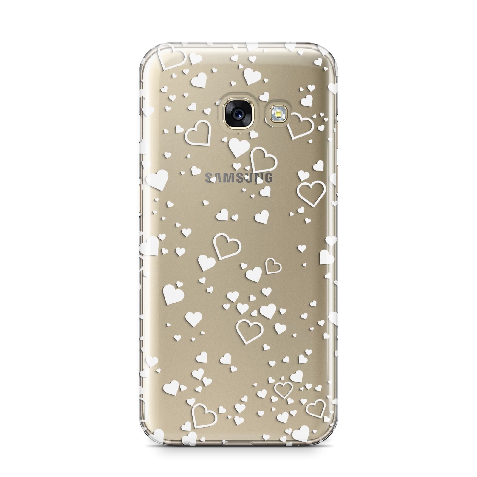 White Heart Samsung Galaxy A3 2017 Case on gold phone