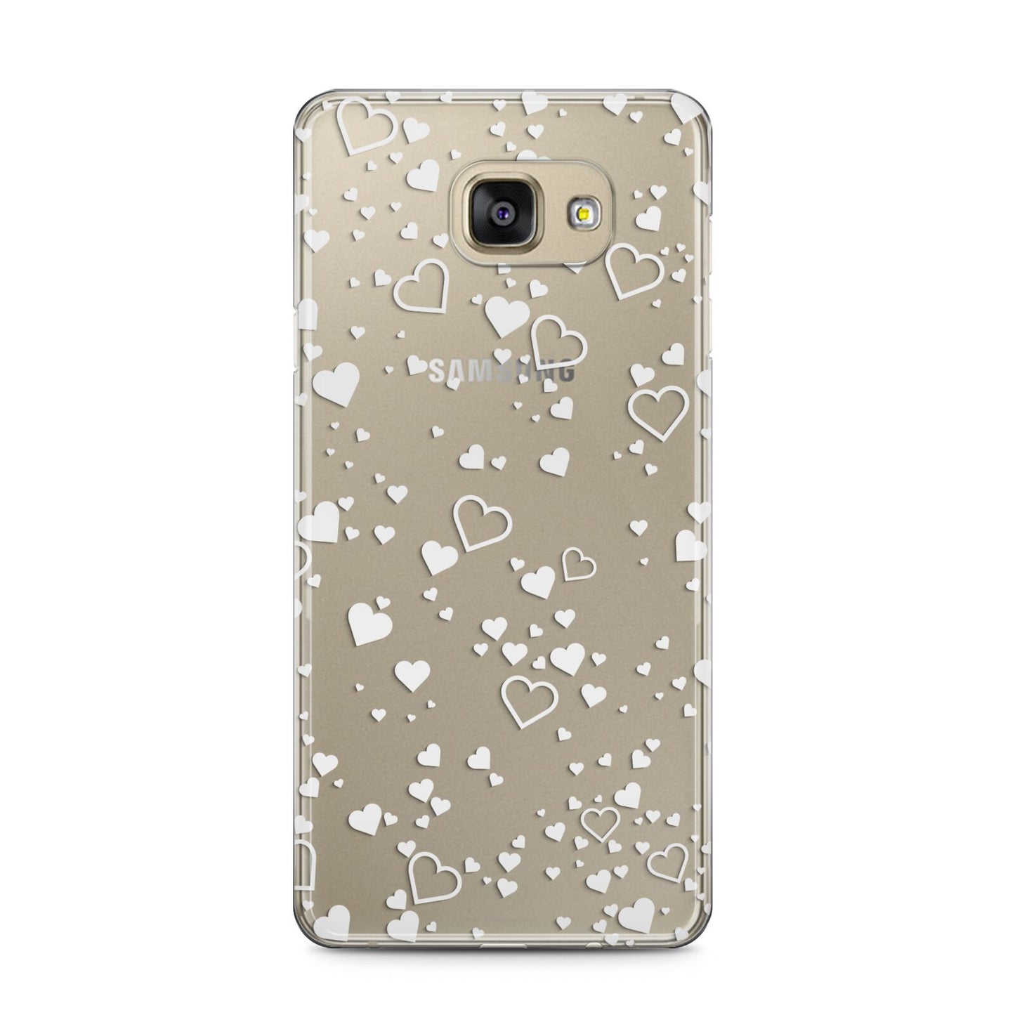 White Heart Samsung Galaxy A5 2016 Case on gold phone