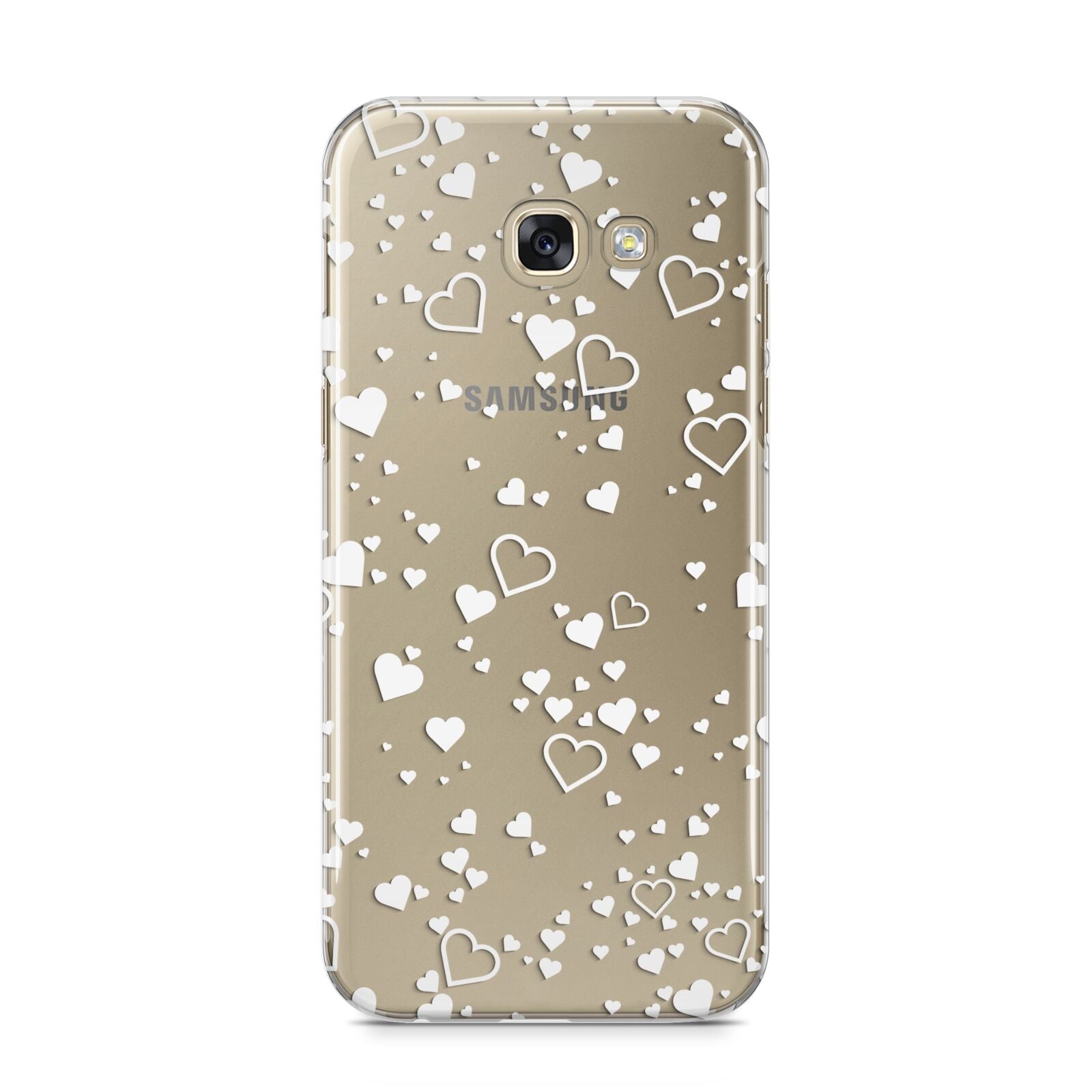 White Heart Samsung Galaxy A5 2017 Case on gold phone