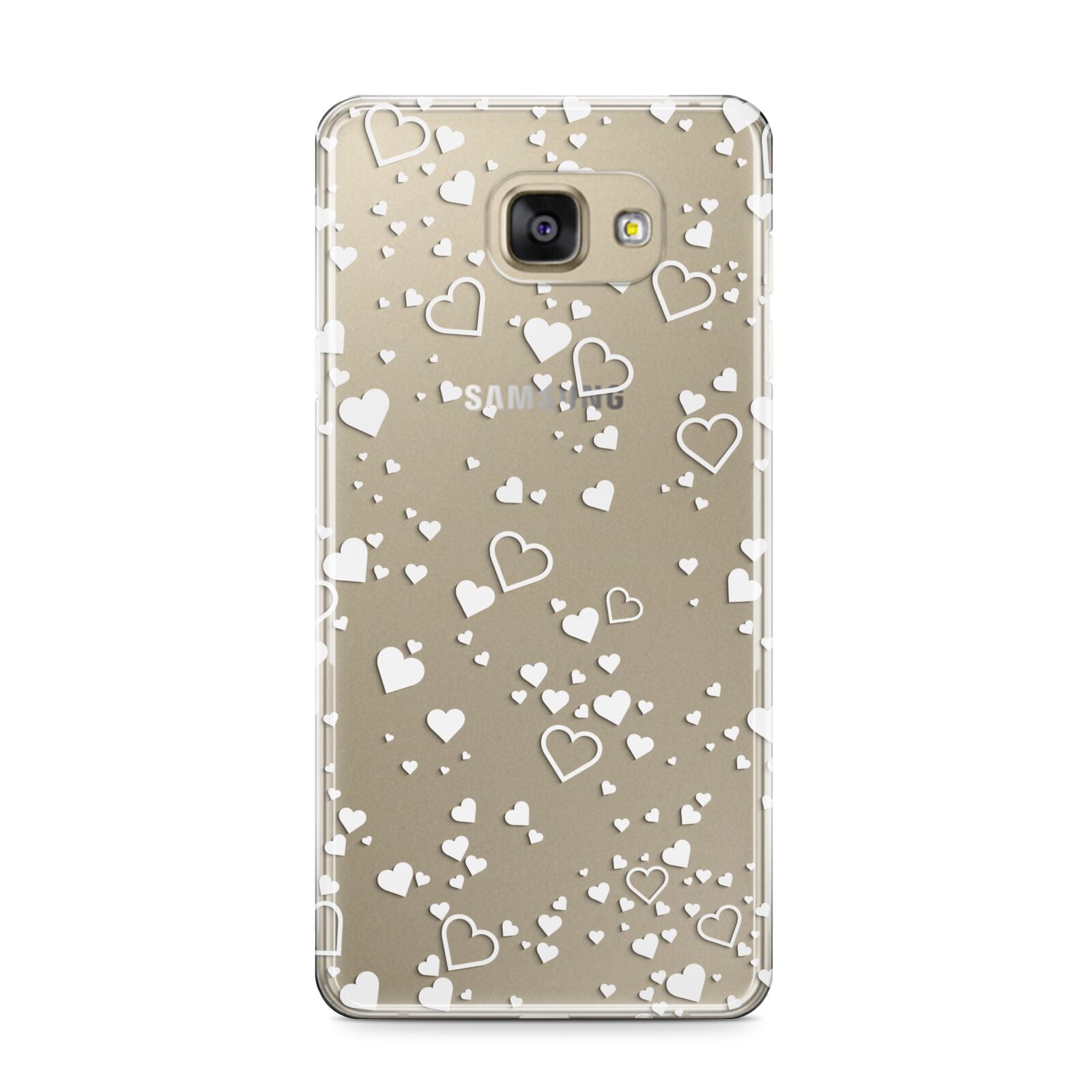 White Heart Samsung Galaxy A9 2016 Case on gold phone