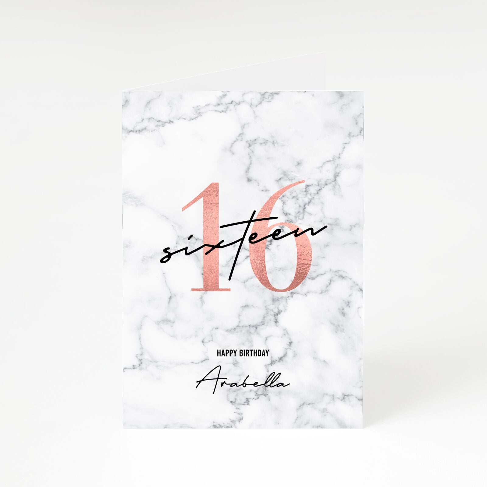 White Marble Personalised Birthday A5 Greetings Card
