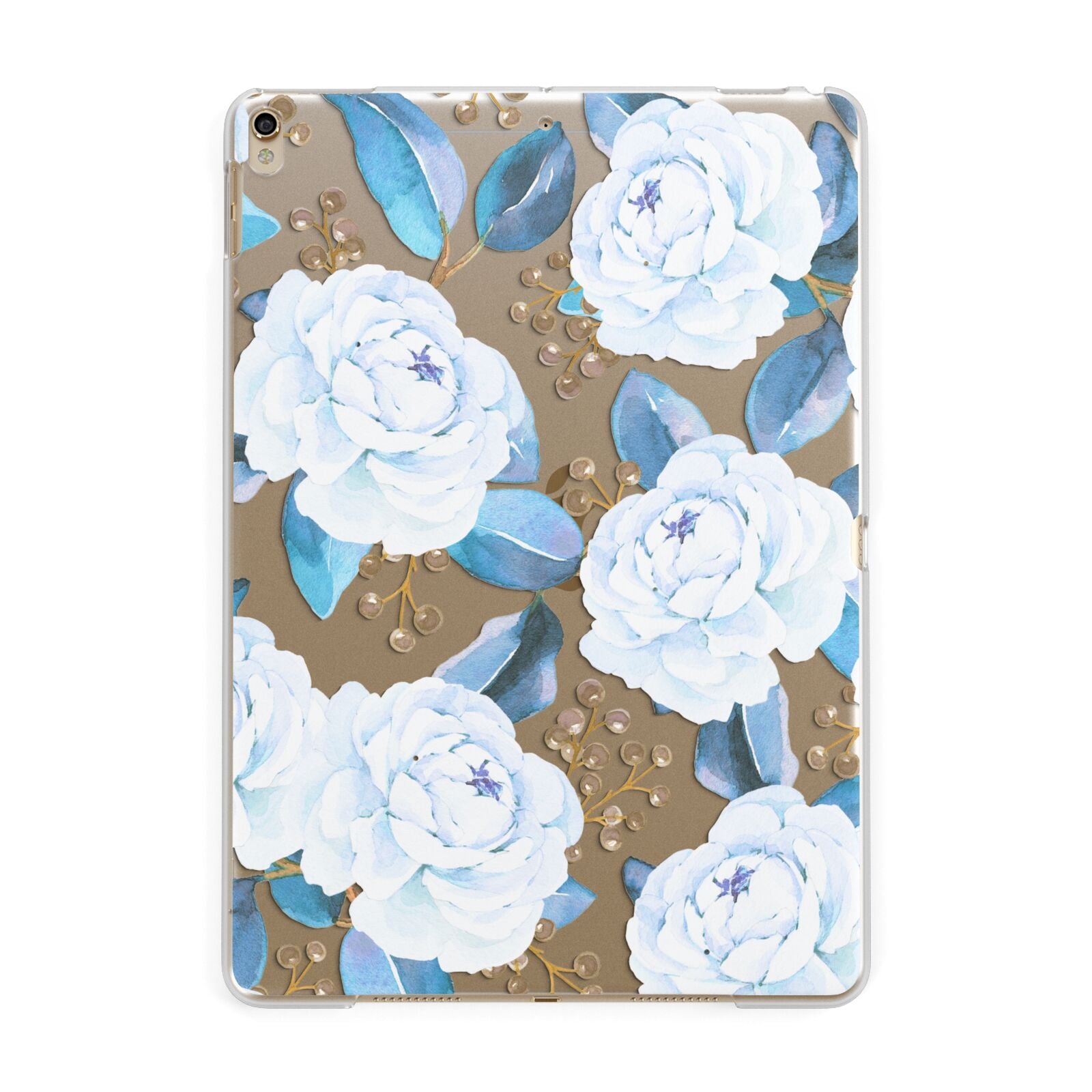 White Peonies Apple iPad Gold Case