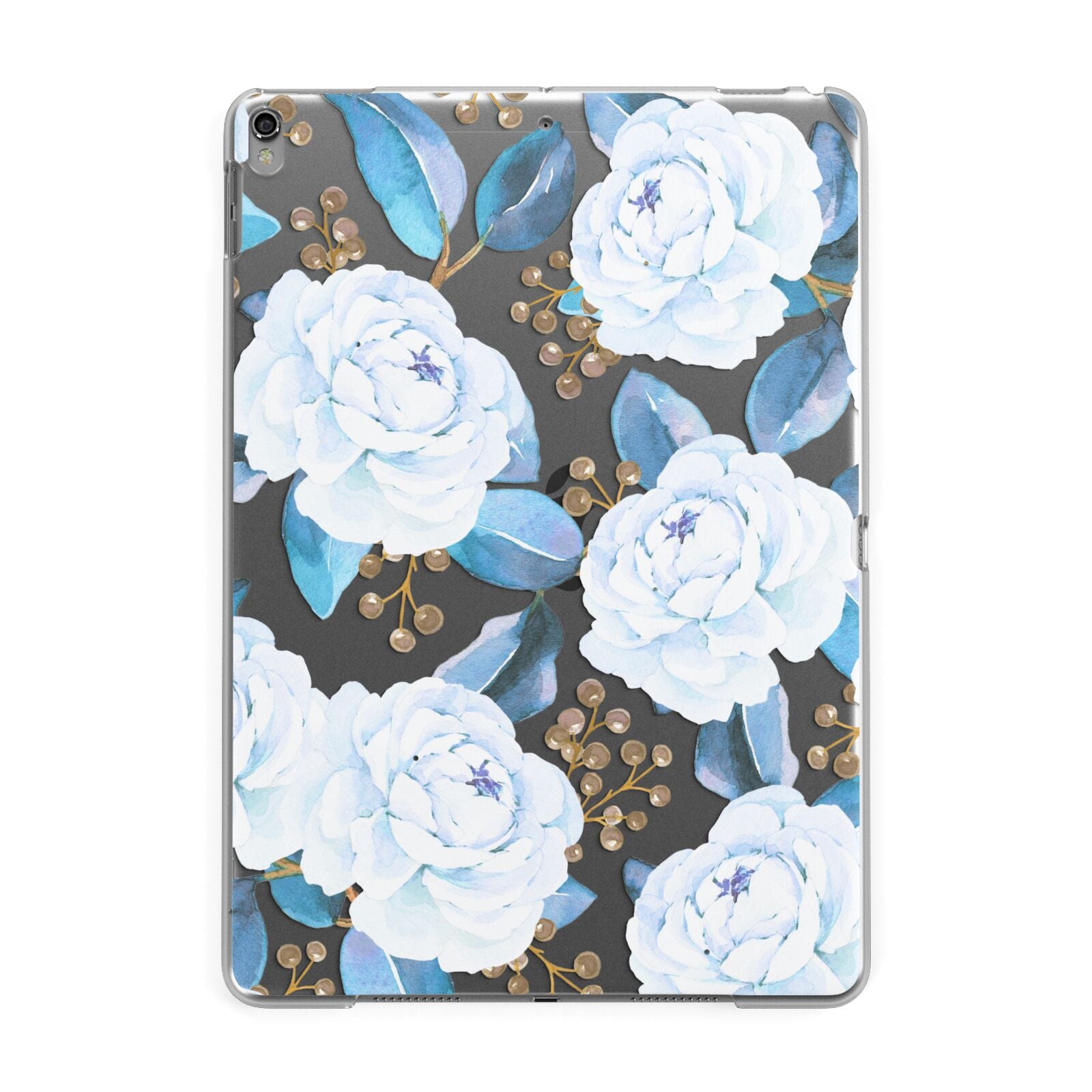 White Peonies Apple iPad Grey Case