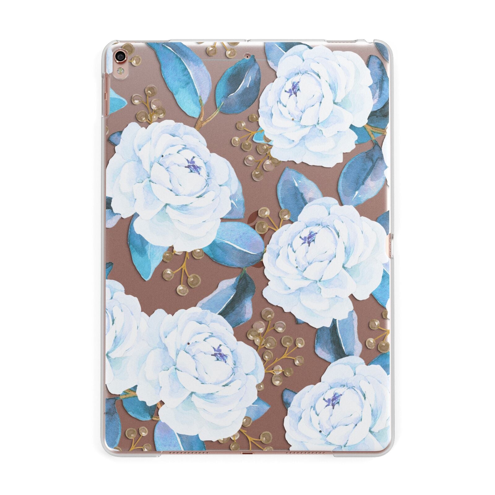 White Peonies Apple iPad Rose Gold Case