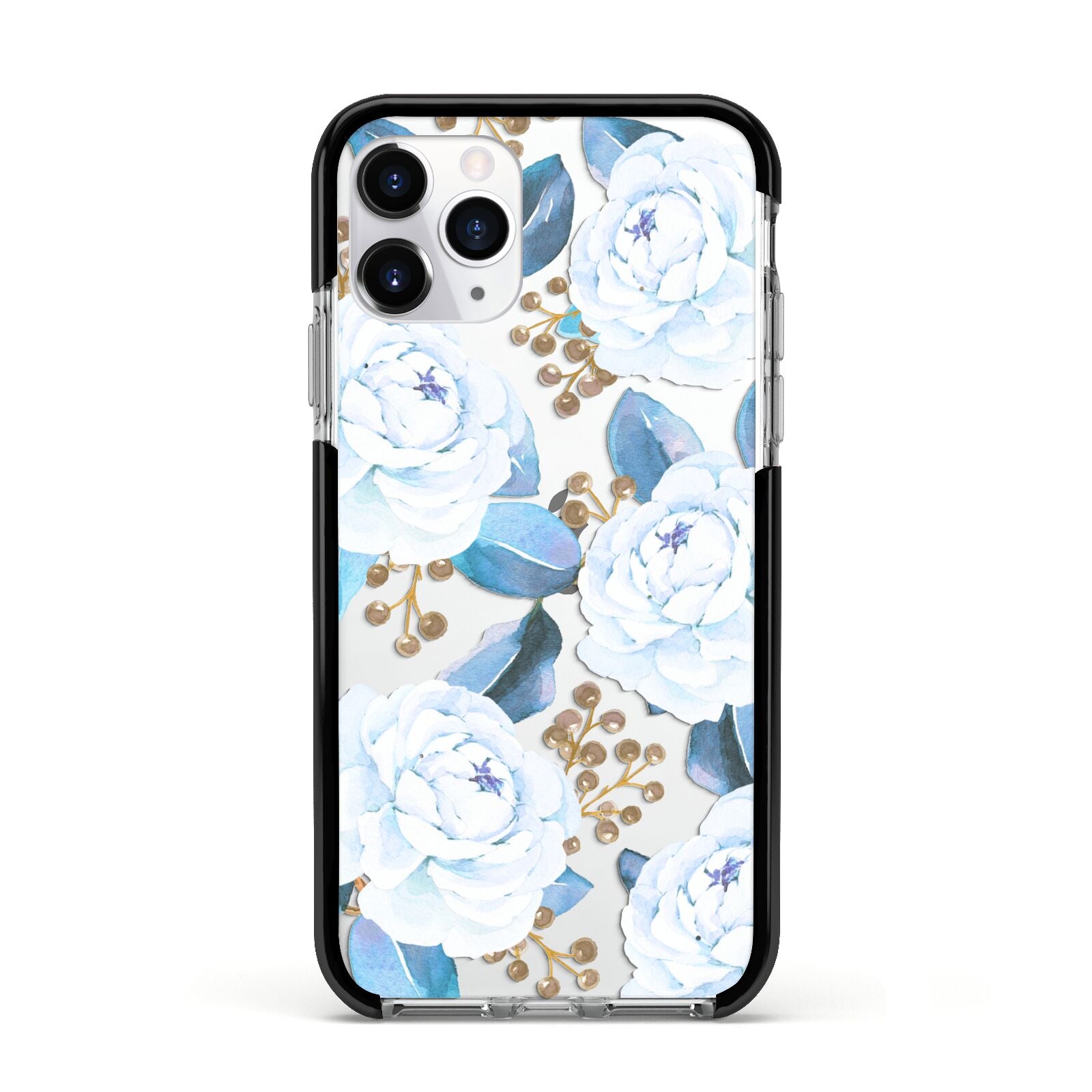 White Peonies Apple iPhone 11 Pro in Silver with Black Impact Case