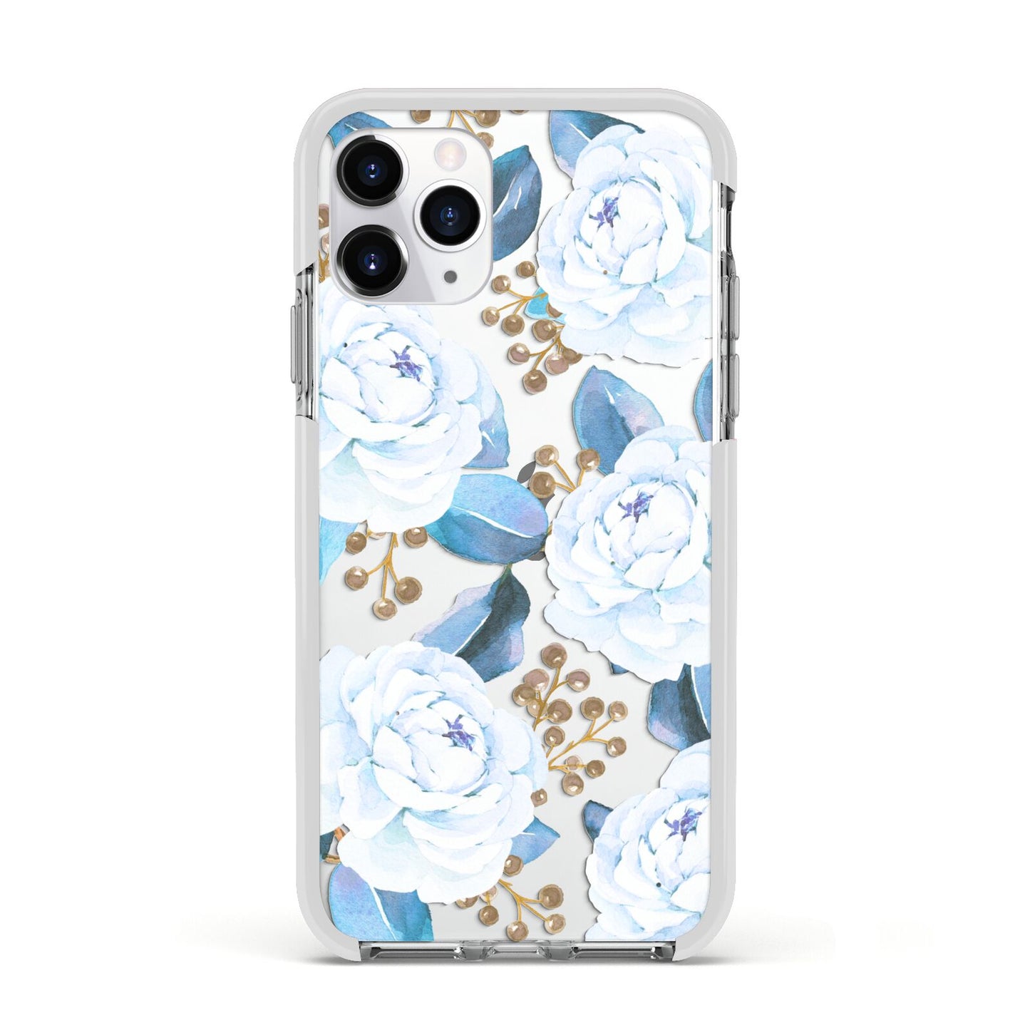 White Peonies Apple iPhone 11 Pro in Silver with White Impact Case