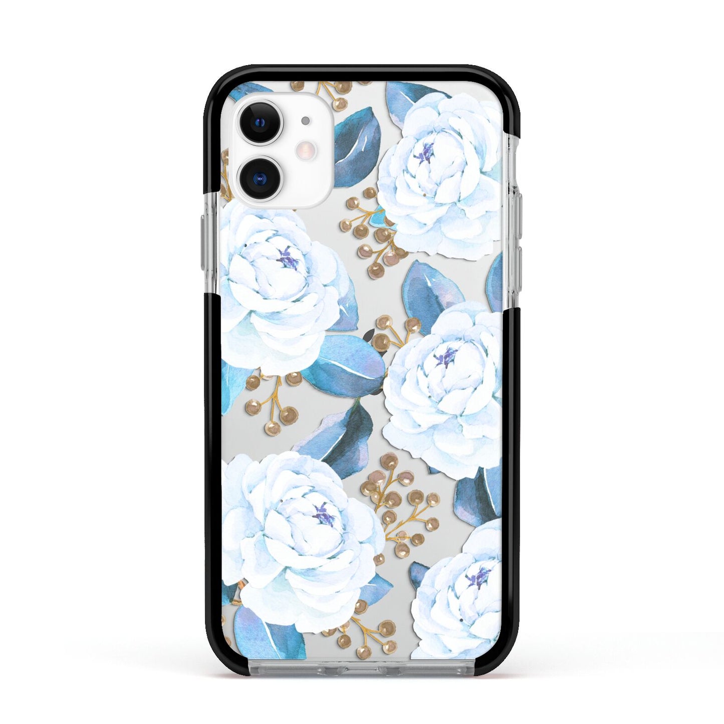 White Peonies Apple iPhone 11 in White with Black Impact Case