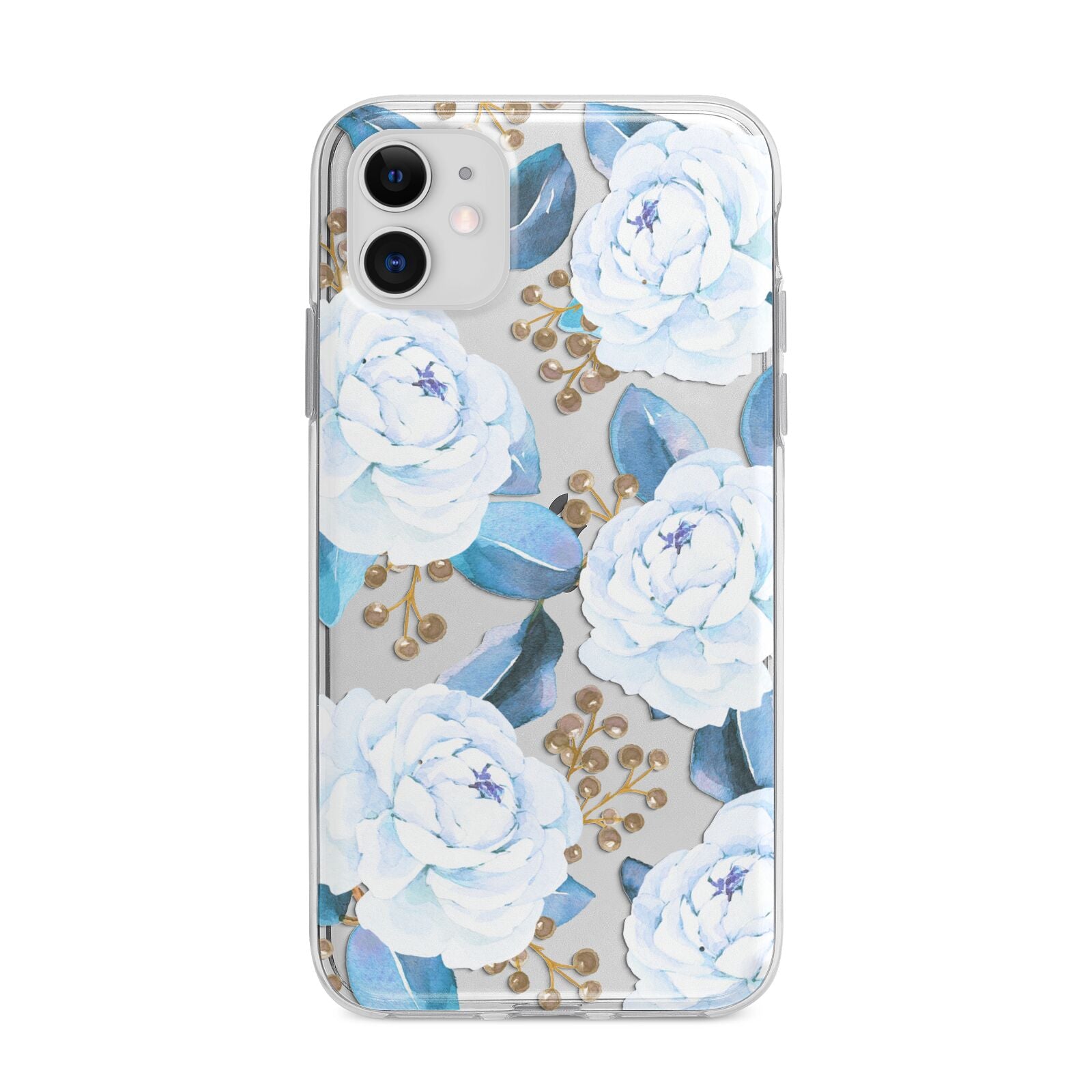 White Peonies Apple iPhone 11 in White with Bumper Case