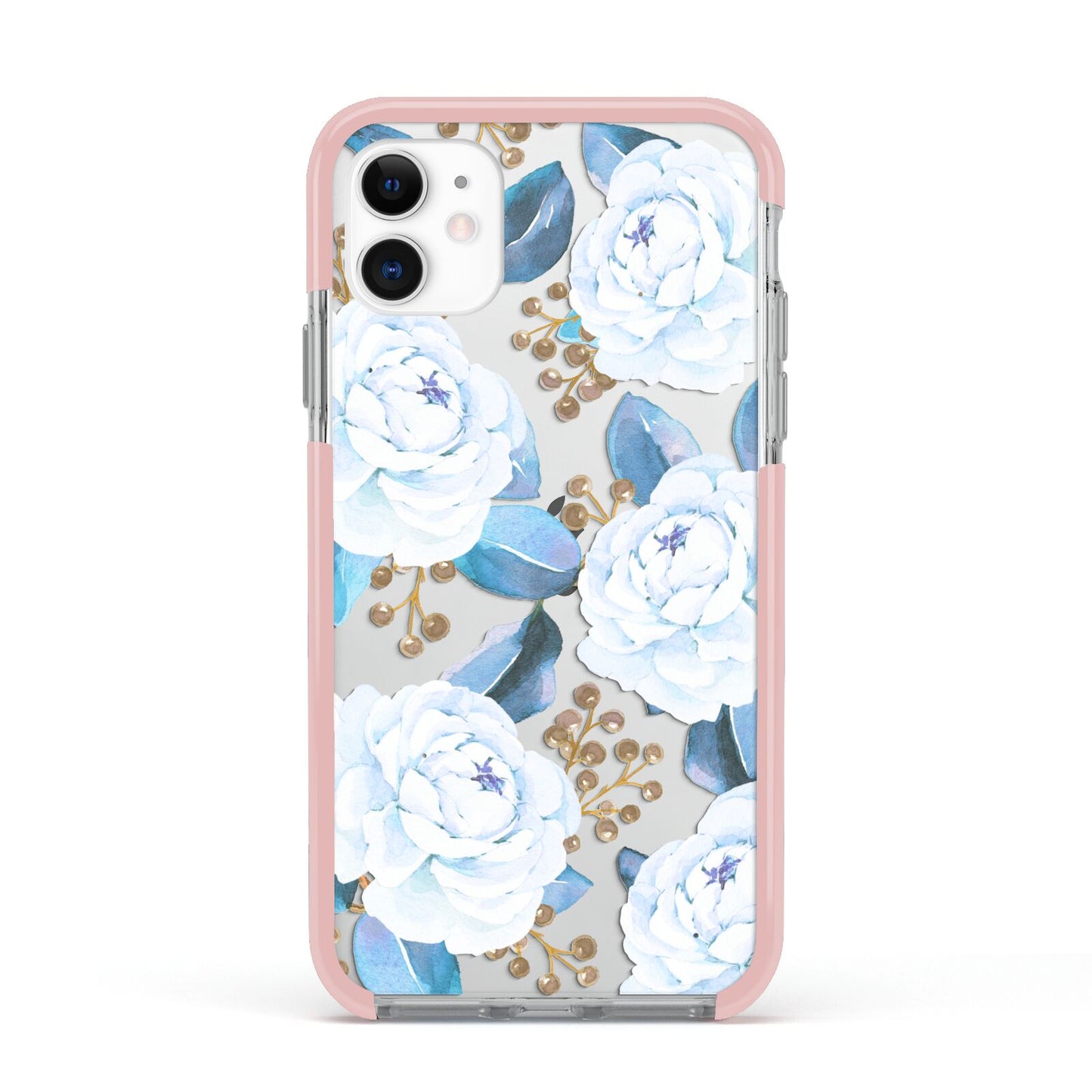 White Peonies Apple iPhone 11 in White with Pink Impact Case