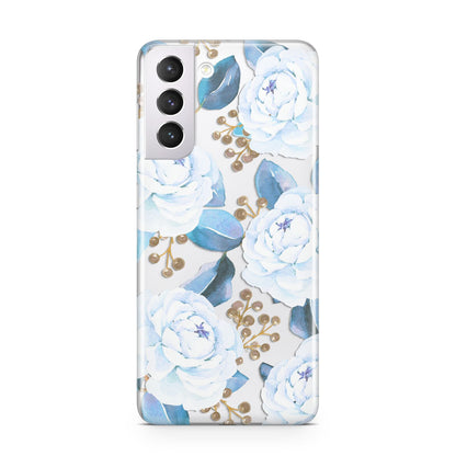 White Peonies Samsung S21 Case