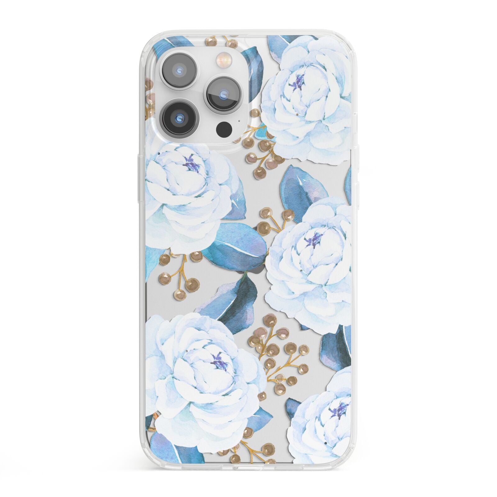 White Peonies iPhone 13 Pro Max Clear Bumper Case