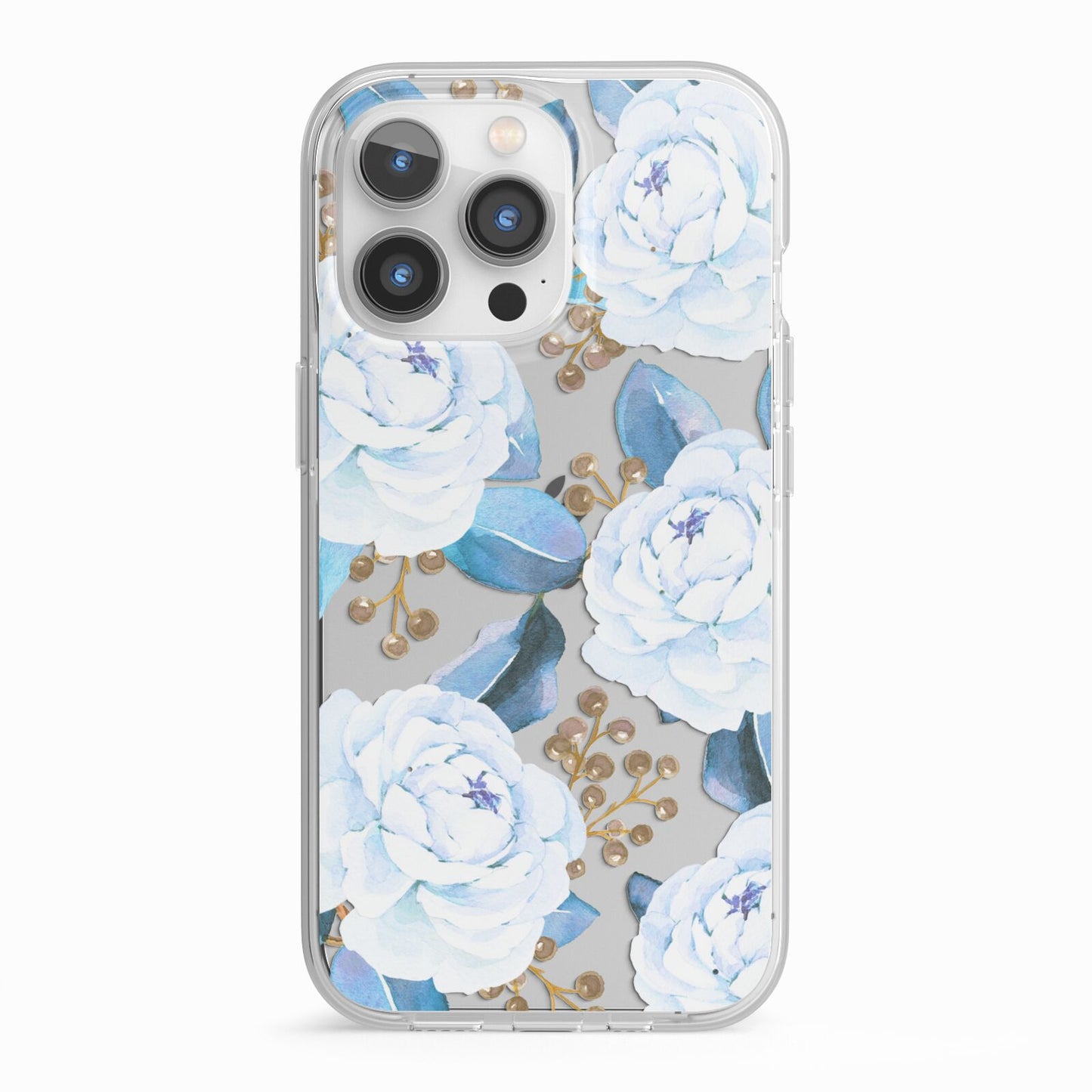 White Peonies iPhone 13 Pro TPU Impact Case with White Edges