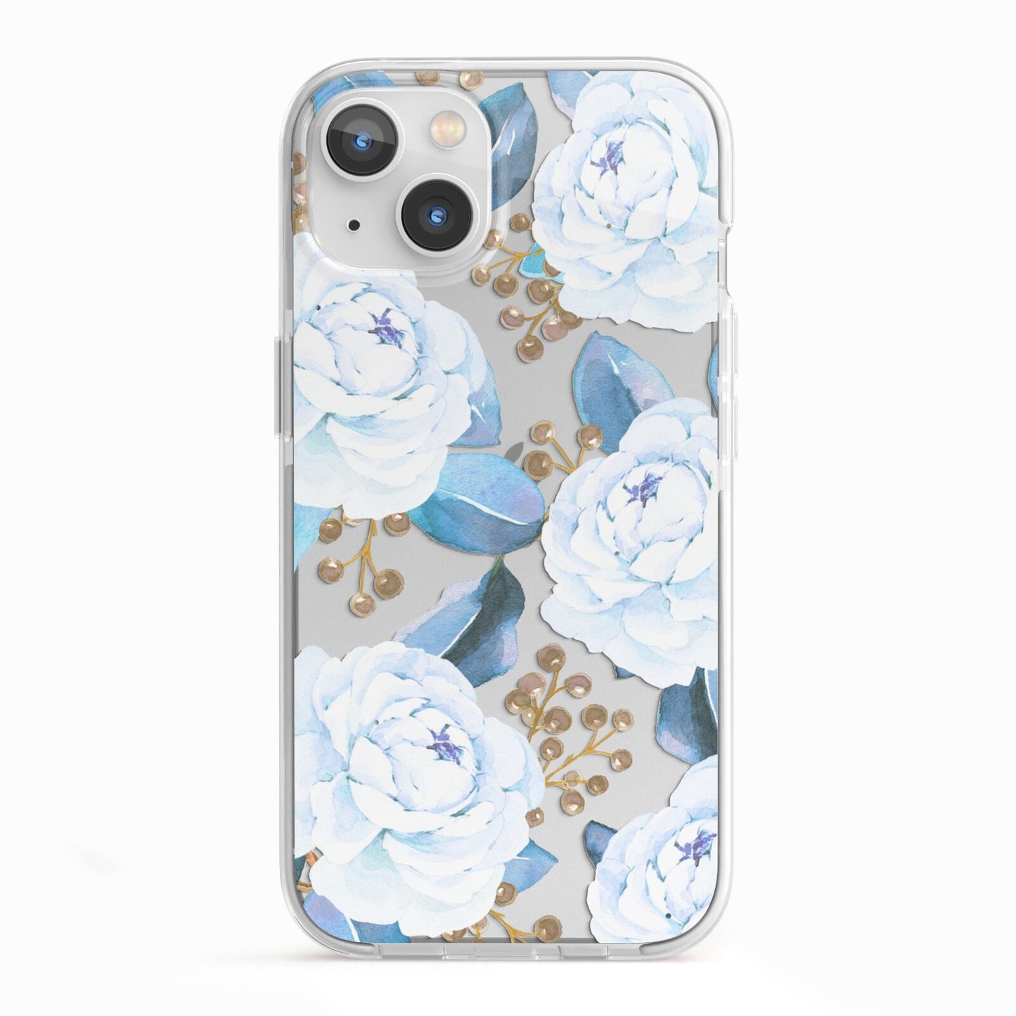 White Peonies iPhone 13 TPU Impact Case with White Edges