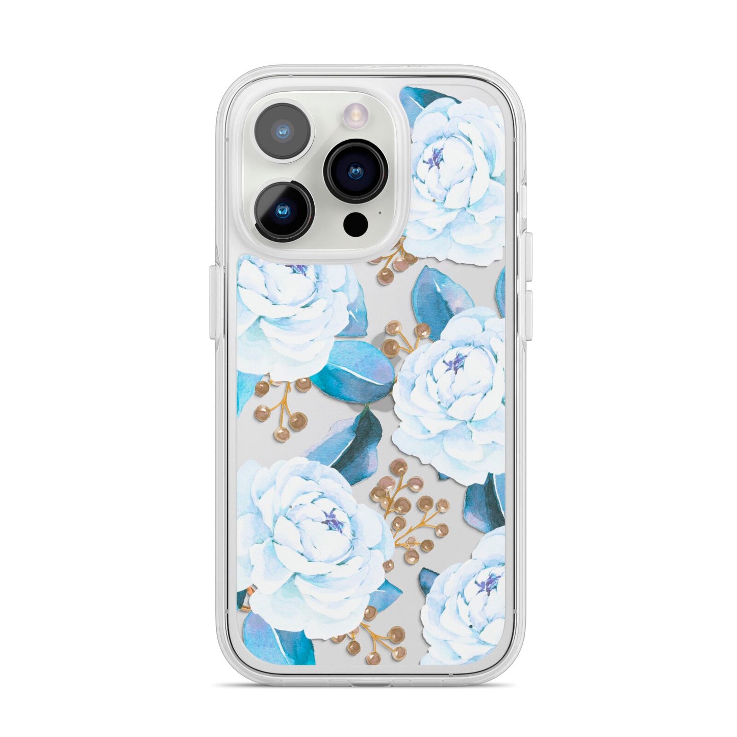 White Peonies iPhone 14 Pro Clear Tough Case Silver