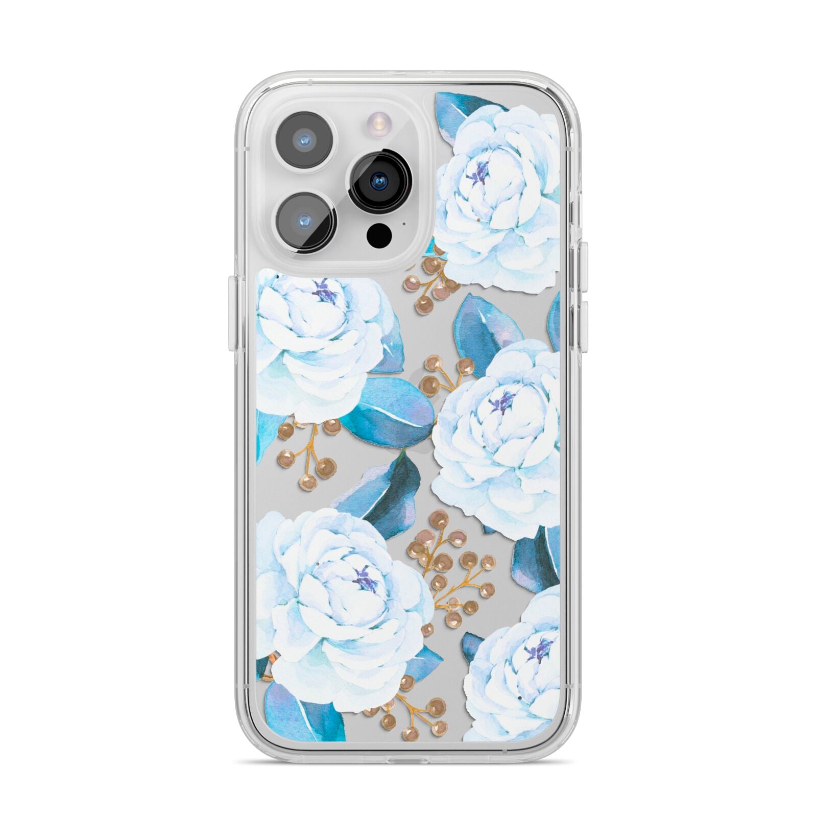 White Peonies iPhone 14 Pro Max Clear Tough Case Silver